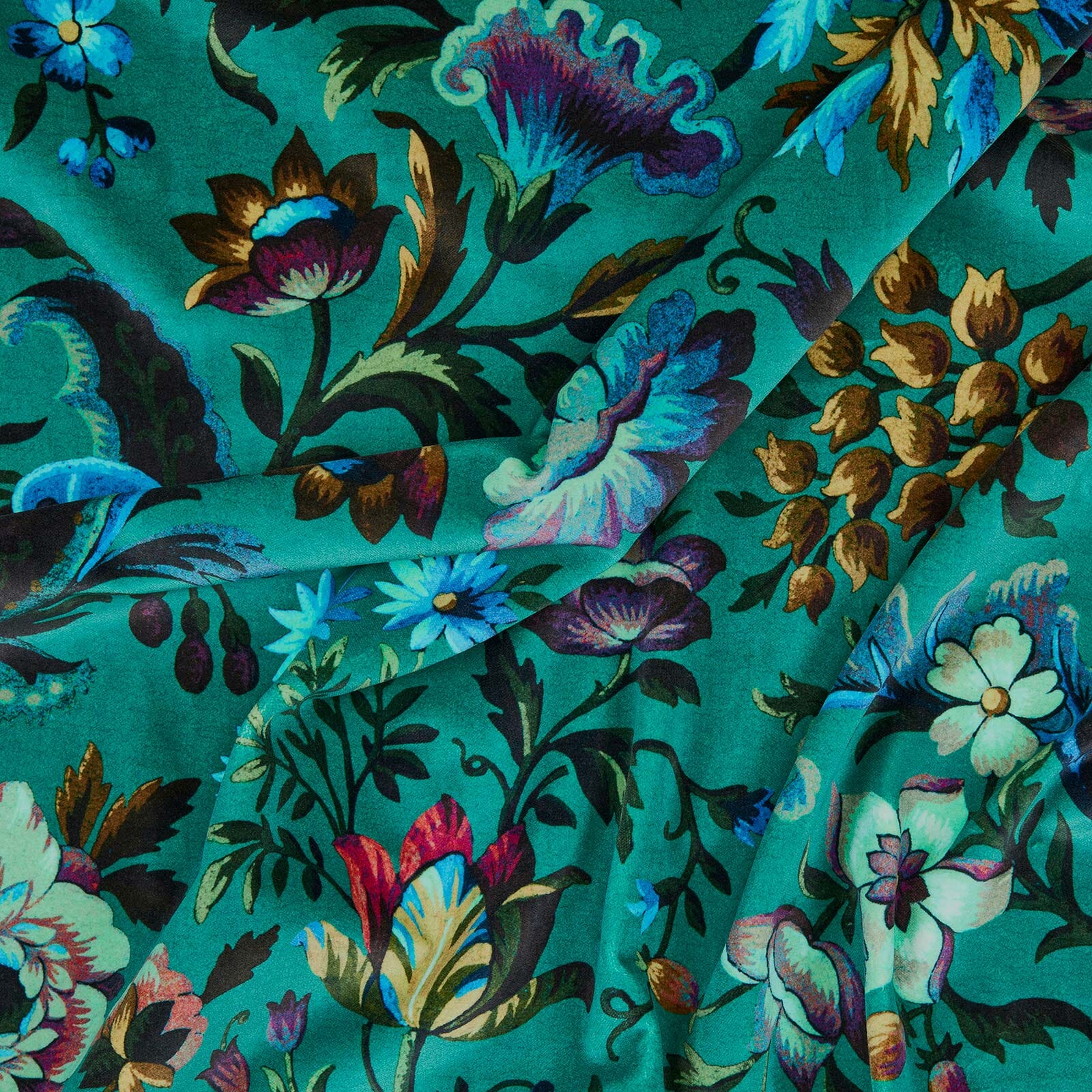 FLORIKA Premium Velvet Fabric in Petrol Blue - Luxurious Upholstery Material for Sofas, Chairs & Home Decor