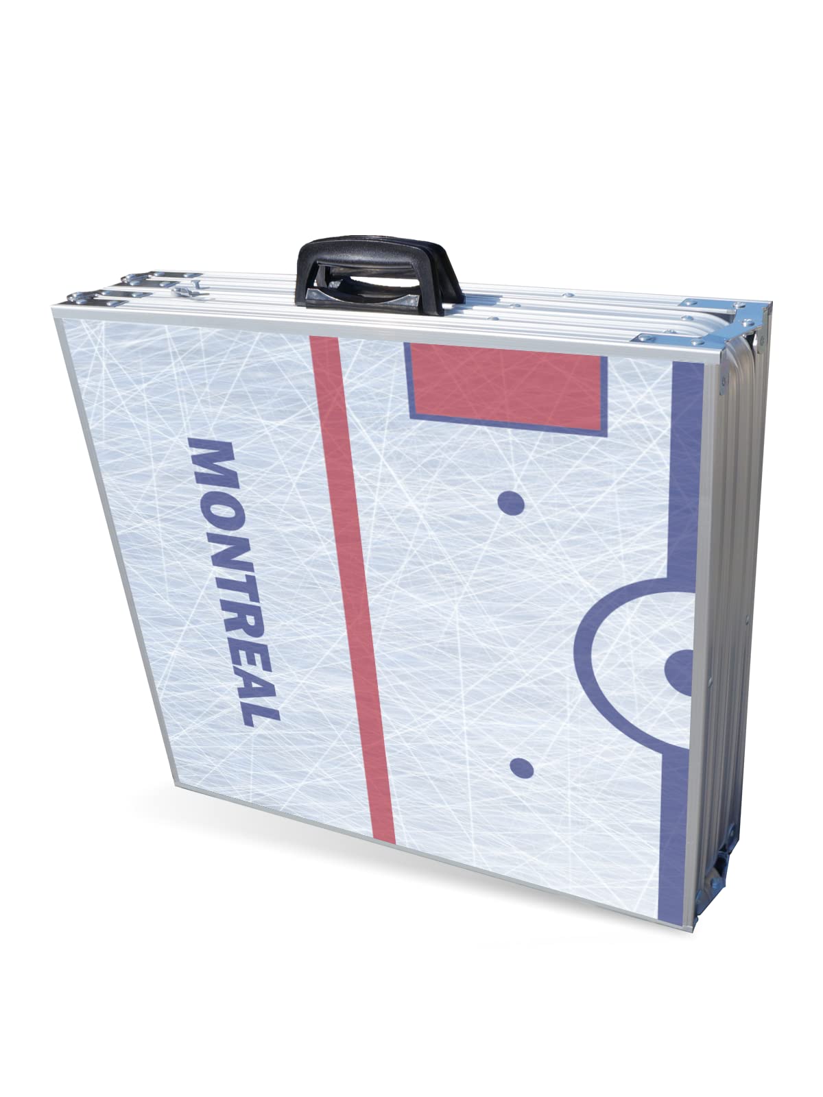 PARTYPONG 8-Foot Folding Portable Beer Pong Table with Optional Cup Holes & LED Lights - Montreal Hockey Rink Design - Perfect for Parties, Tailgates & College Events (Choose Your Model)