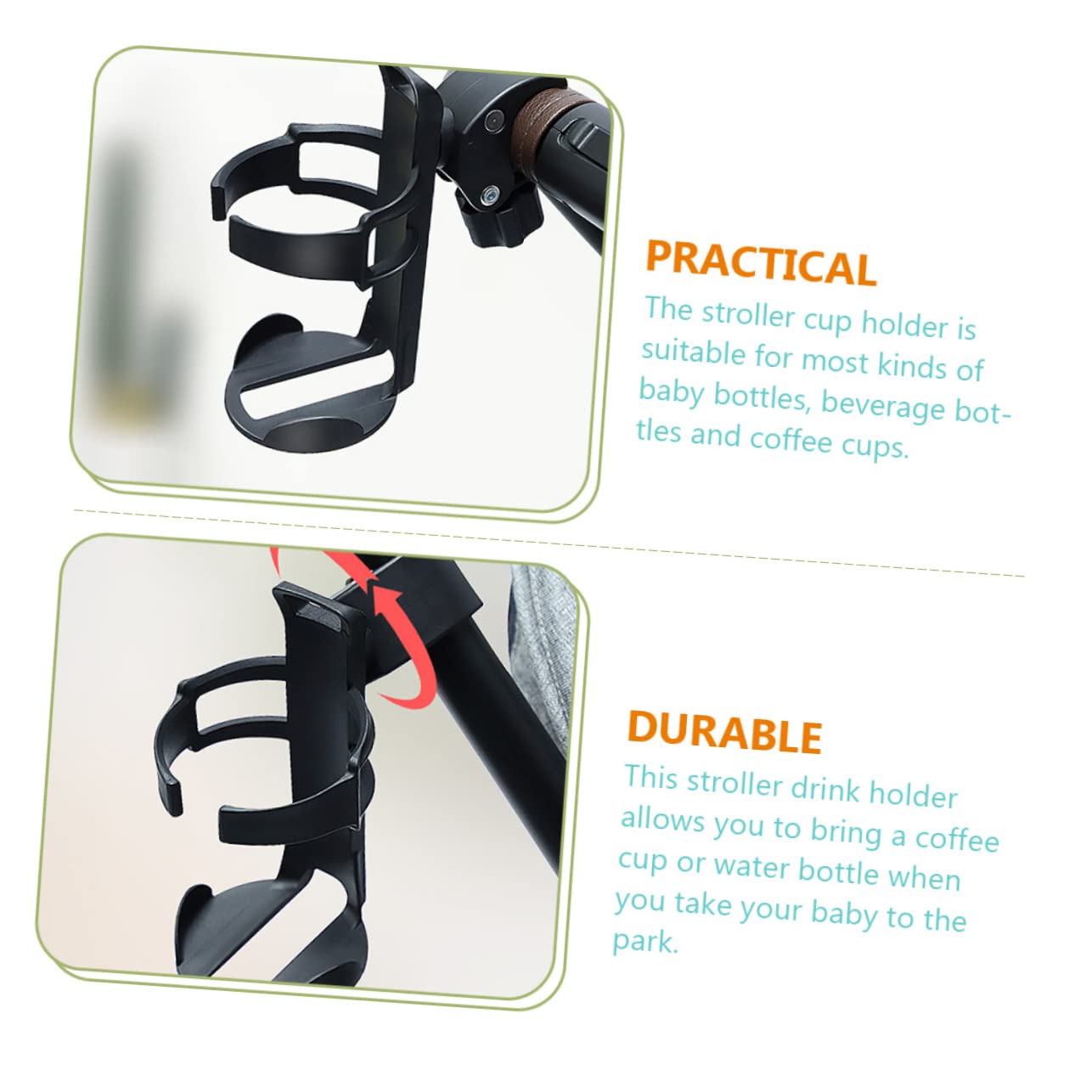 Wakauto Universal Bike Cup Holder - Adjustable Stroller & Bicycle Drink Holder, PVC Bottle Rack for Cycling, Jogging & Outdoor Activities