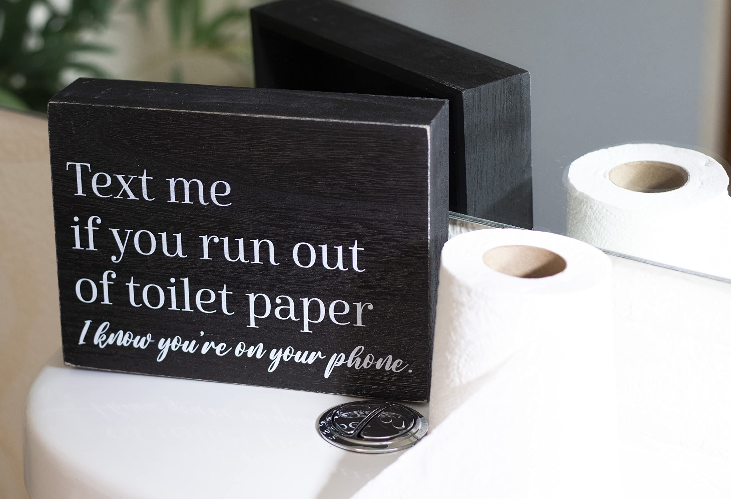 Funny Bathroom Signs - Black & White Farmhouse Decor for Guest Bathroom - Boho Wall Art