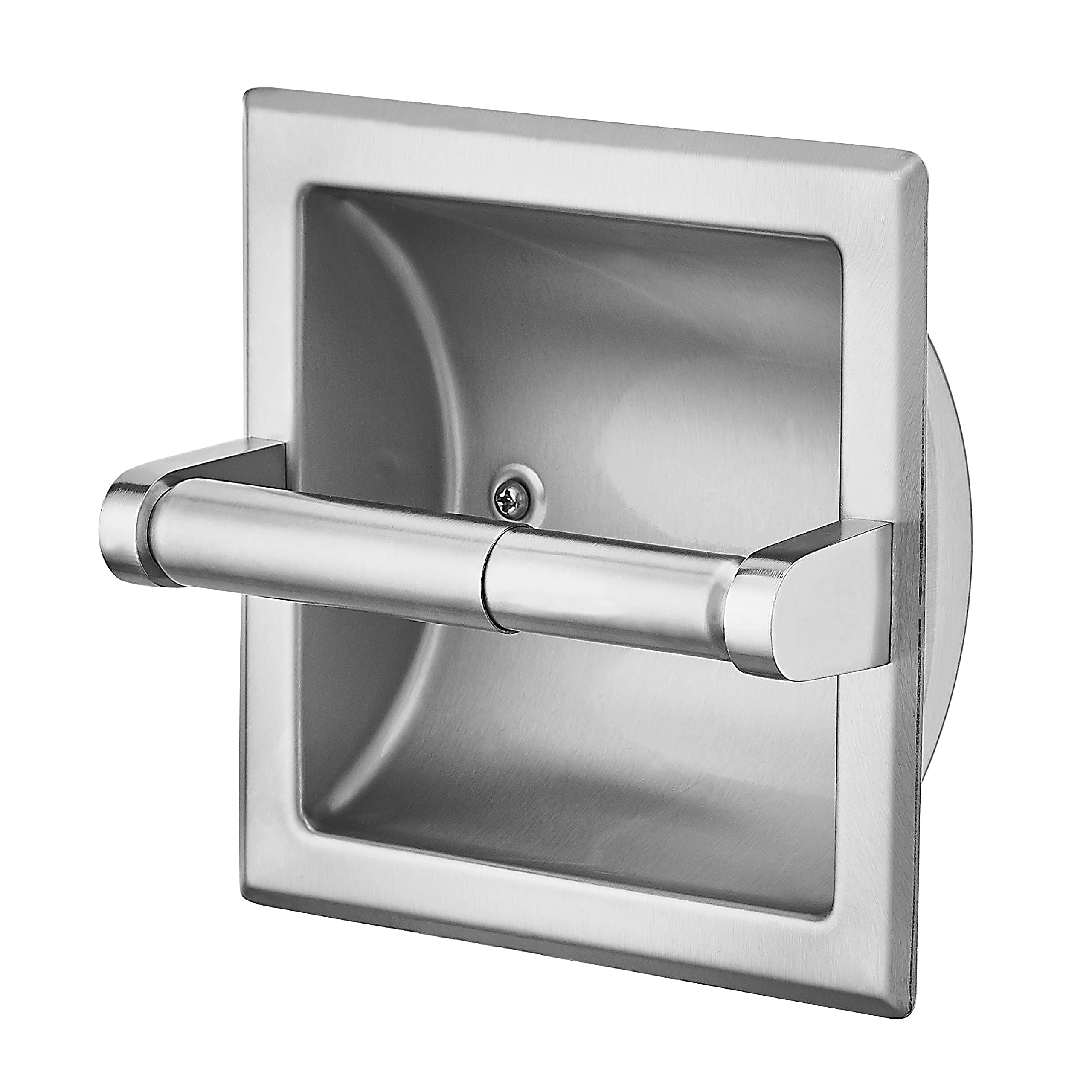 Top Taste Brushed Nickel Recessed Toilet Paper Holder - Wall Mount Stainless Steel Tissue Roll Holder with Rear Mounting Brackets | Perfect for Bathroom, Restroom & Powder Room Decor
