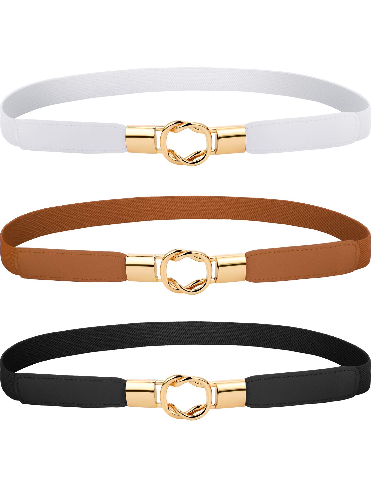 3-Pack Women's Skinny Waist Belt - Elastic Thin Waist Cincher for Tummy Control - Perfect for Dresses, Jeans & Shapewear Outfits
