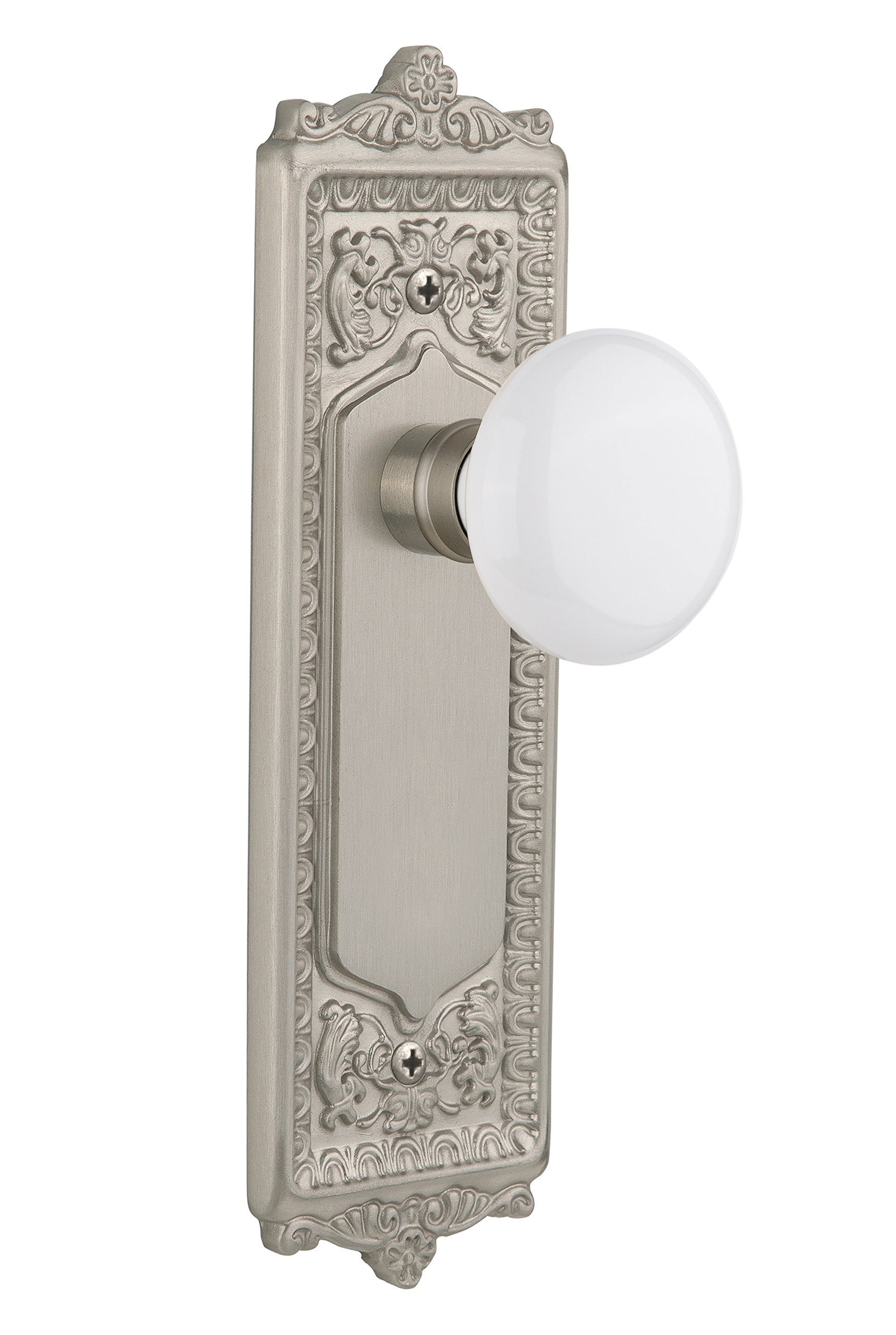 Vintage Egg & Dart Cabinet Plate with White Porcelain Knob - 2.375
