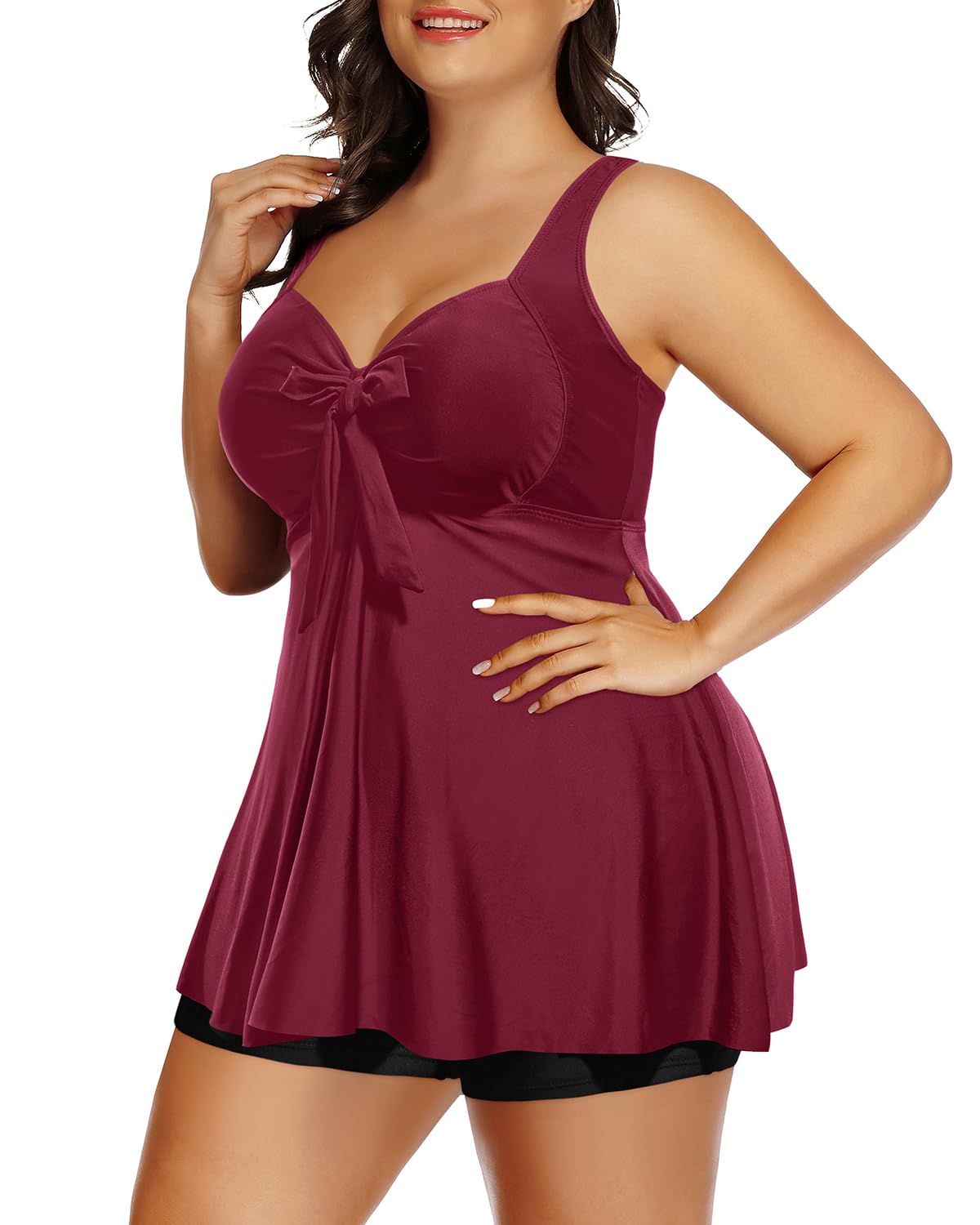 Two Piece Plus Size Tankini Swimsuits for Women - Tummy Control Swim Top with Shorts, Long Flowy Bathing Suits | Perfect for Beach Vacations, Pool Parties & Summer Getaways