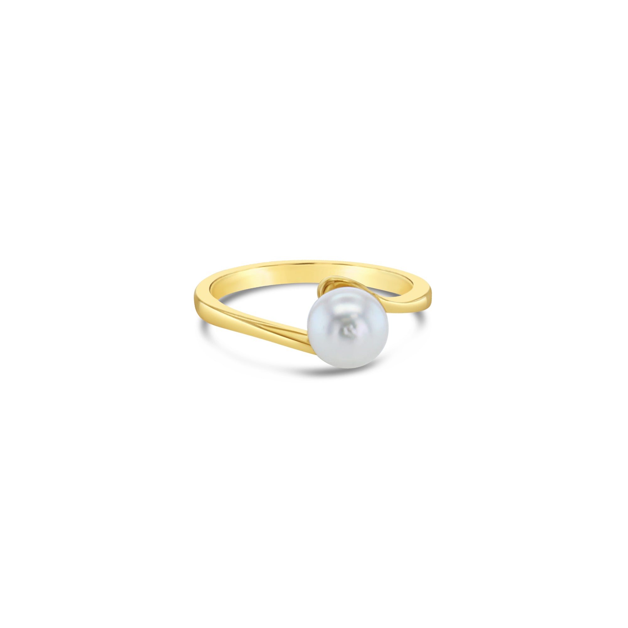 14K Yellow Gold Solitaire Cultured Pearl Ring for Women - Elegant Jewelry Gift for Brides, Anniversaries & Special Occasions