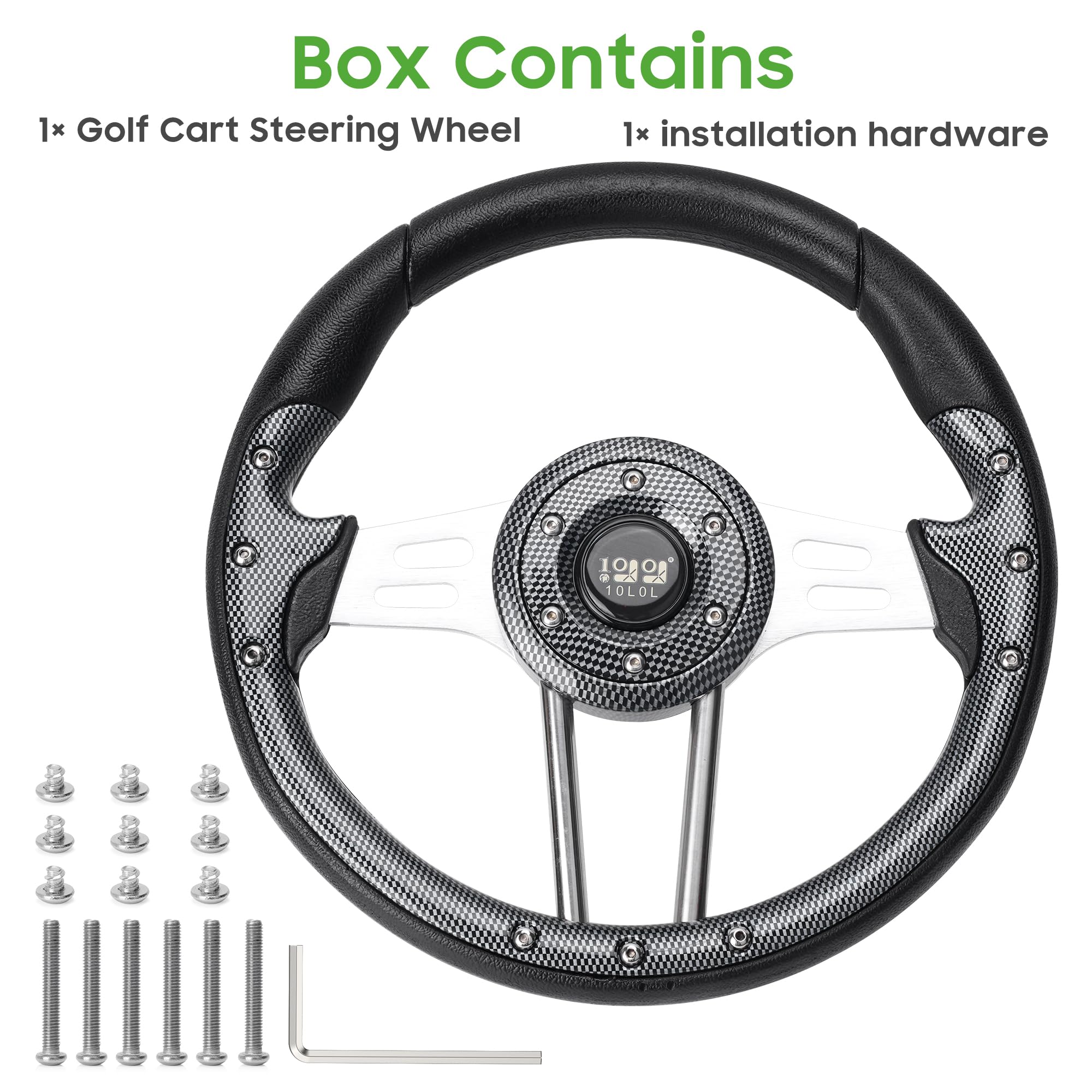 Universal 10L0L Golf Cart Steering Wheel - Fits Yamaha EZGO RXV & TXT, Club Car DS, Precedent & Tempo Models - Durable Replacement for Golf Course & Neighborhood Use