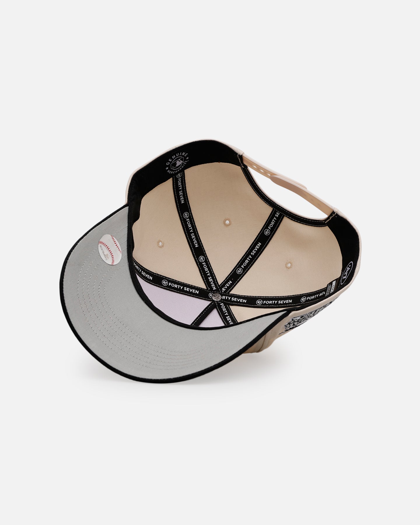 47 Brand Atlanta Braves 'Herringbone' 47 Offside Snapback Hat - Adjustable Natural/Black Baseball Cap for Men & Women - Perfect for Sports Fans, Casual Wear & Outdoor Activities