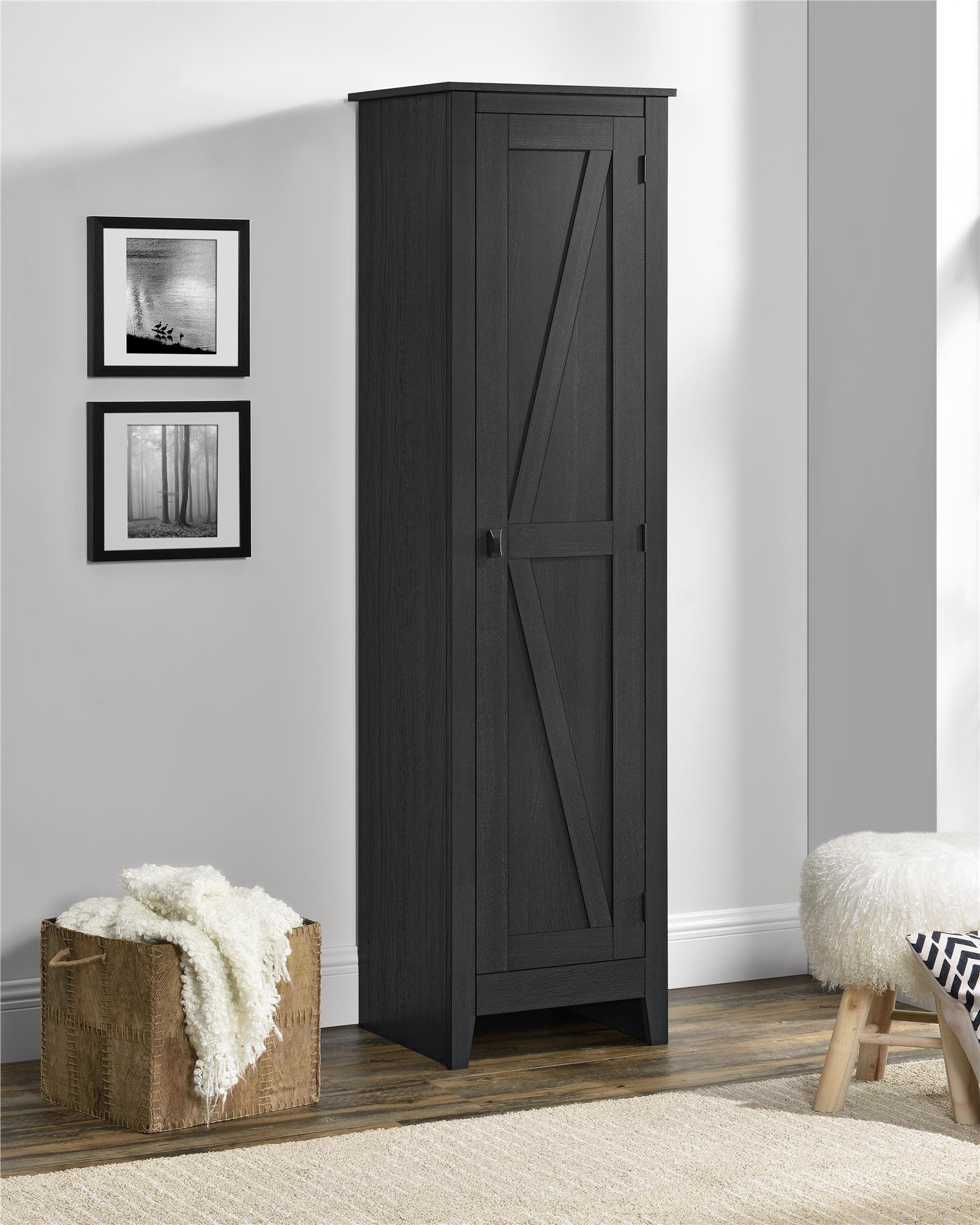 SystemBuild 18-Inch Wide Black Oak Storage Cabinet - Perfect for Garage, Office, and Home Organization