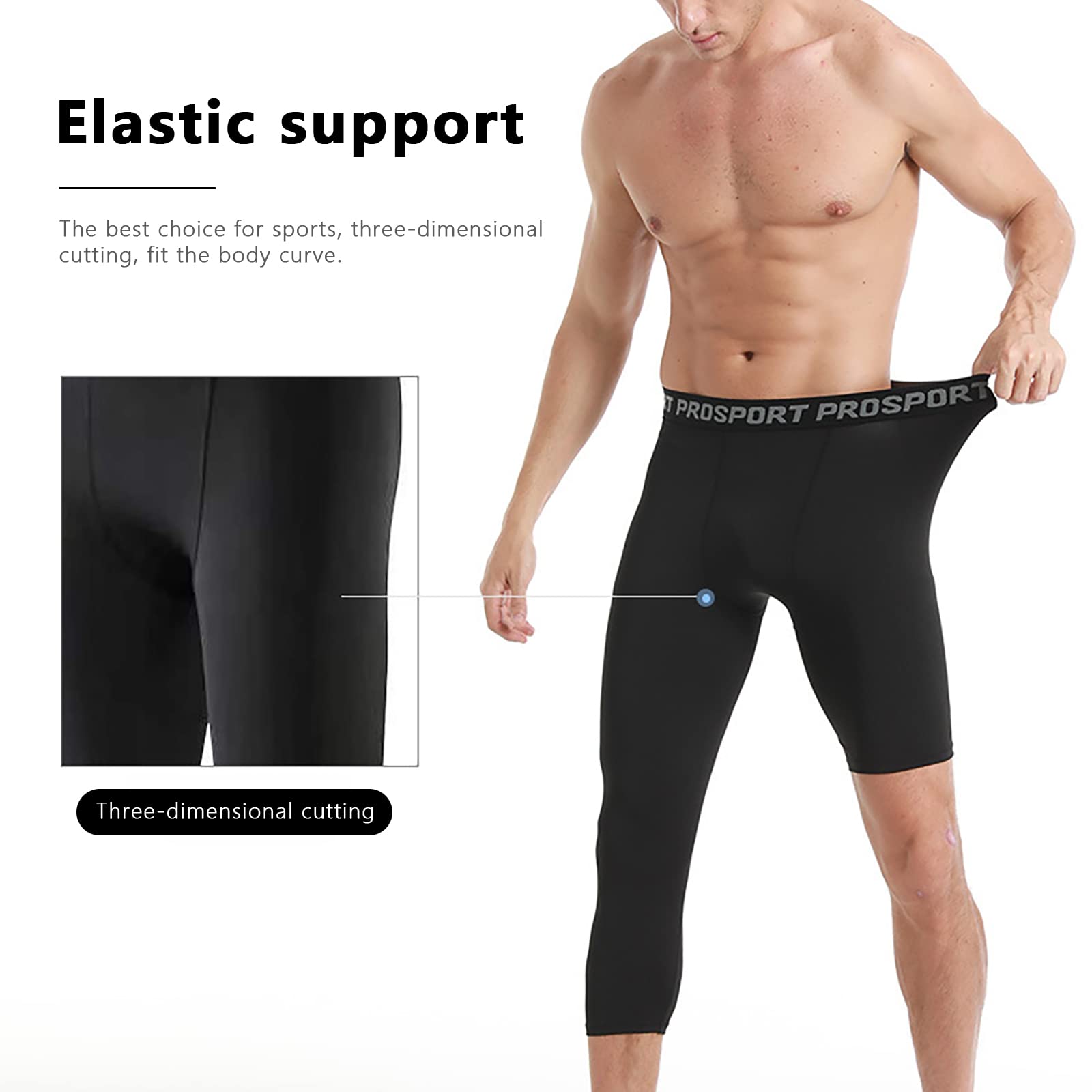 2 Pack Men's Compression Pants - Gym Running Basketball Leggings for Workout & Sports (White+Black, XL)
