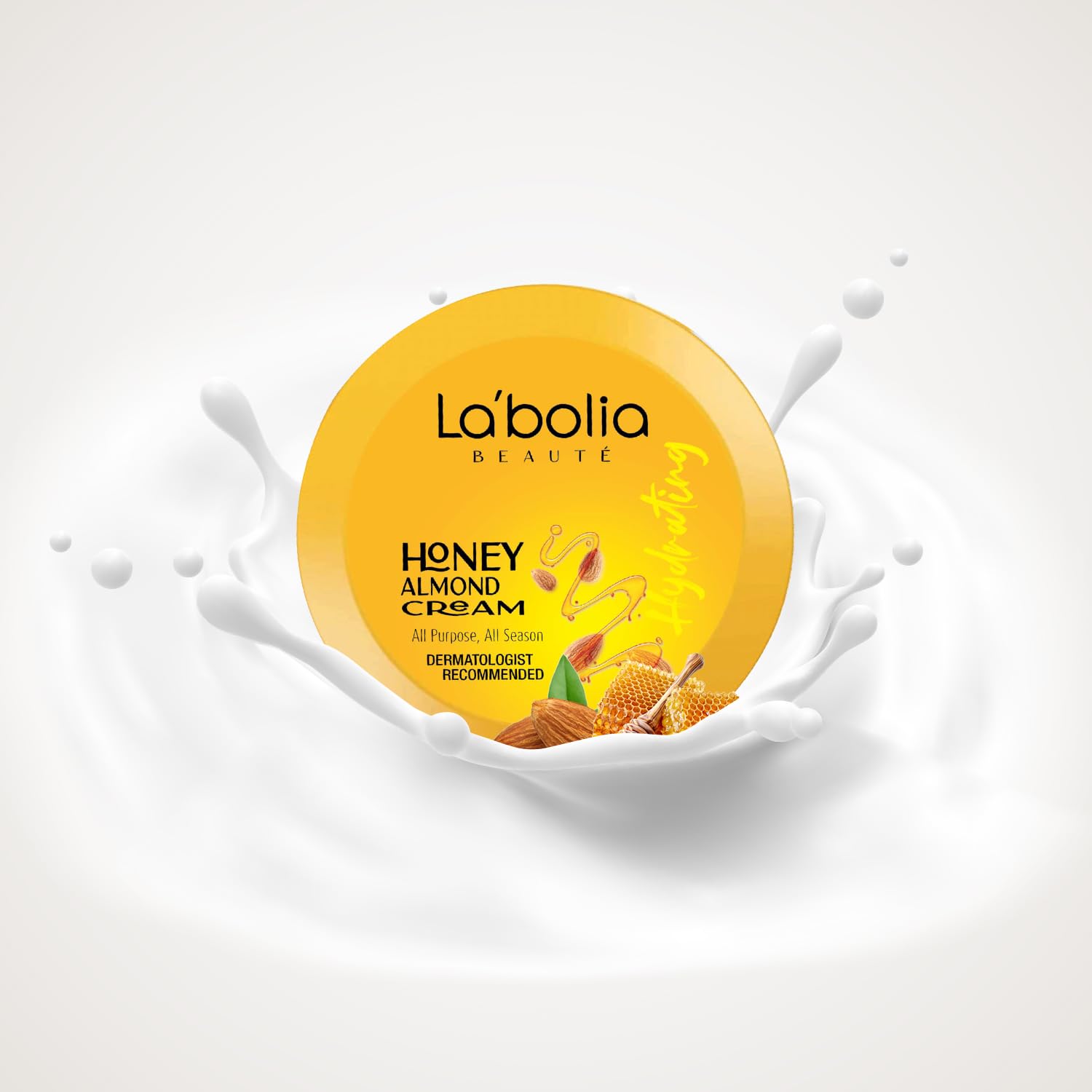 Labolia Beaute Honey Almond Cold Cream - 500gm Deep Nourishing Moisturizer for Glowing Skin | Day & Night Hydration for Dry & Sensitive Skin | Perfect for Winter Care & Makeup Prep