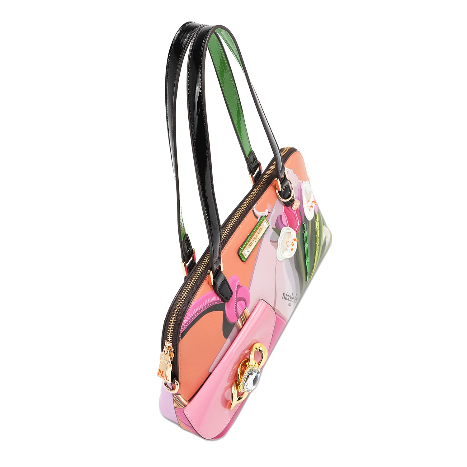 Violet Blossom Dome Shoulder Bag - Stylish Crossbody Purse for Women, Trendy Floral Print Handbag for Daily Use, Work, Travel & Shopping