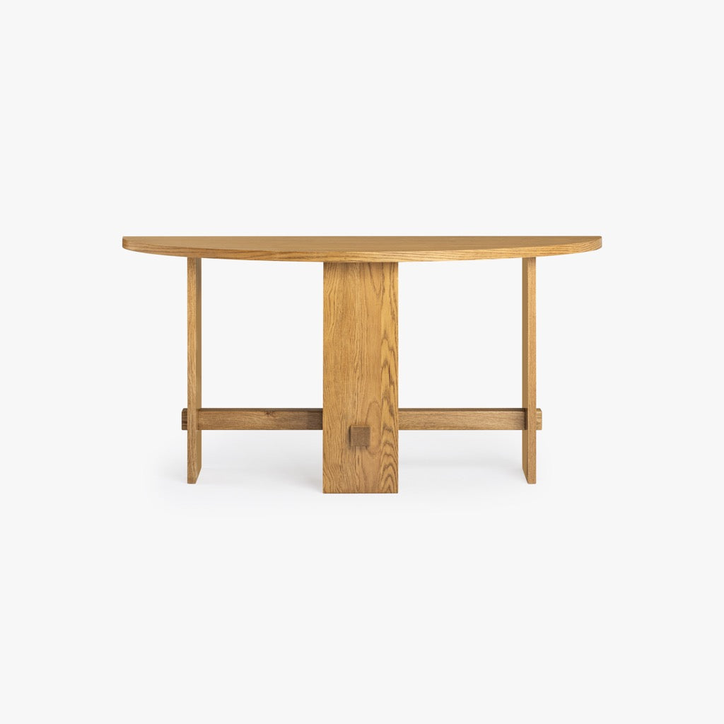 Saguaro Oak Demi Lune Console Table - Natural Wood Entryway Sofa Table - Perfect for Hallway, Living Room & Home Decor
