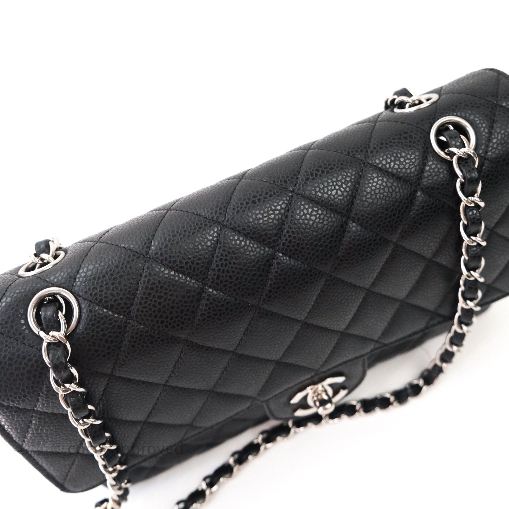 Chanel Classic M/L Medium Double Flap Bag Black Caviar Leather with Silver Hardware - Luxury Handbag for Women, Perfect for Work, Evening Events & Special Occasions