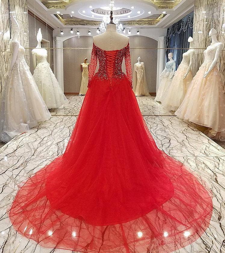 Elegant Off Shoulder Long Sleeve Rhinestone Beaded Evening Gown - Perfect for Prom, Homecoming, and Formal Events