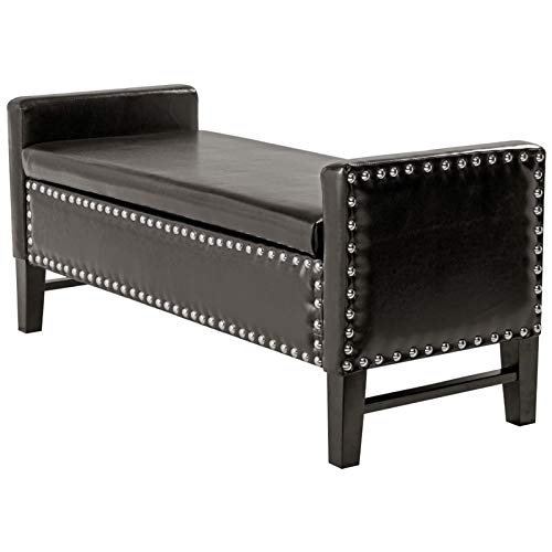 Faux Leather Storage Bench - Espresso for Entryway & Bedroom