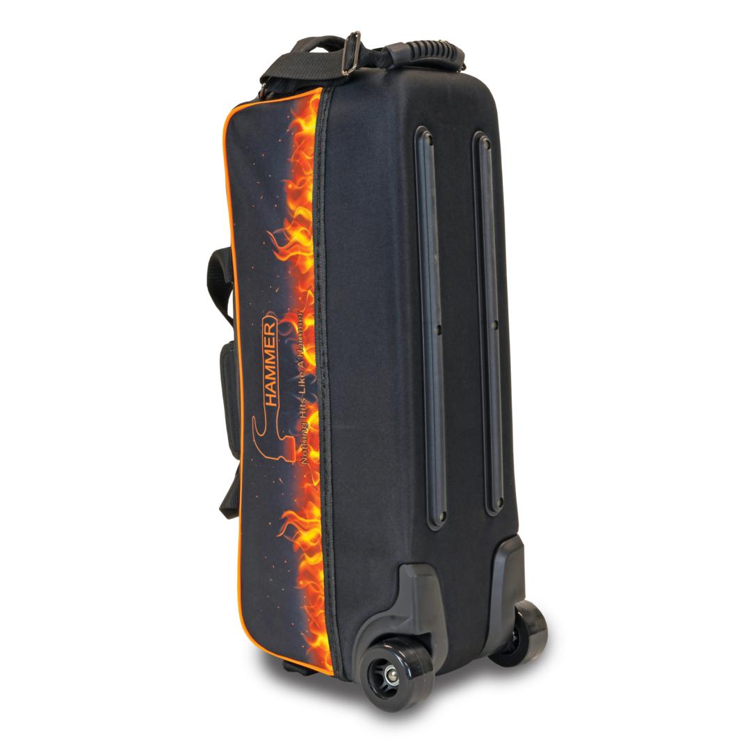 Premium Hammer Dye Sublimation Slim Triple Tote Bowling Bag with Flame Design - Perfect for League Play, Tournaments & Practice Sessions