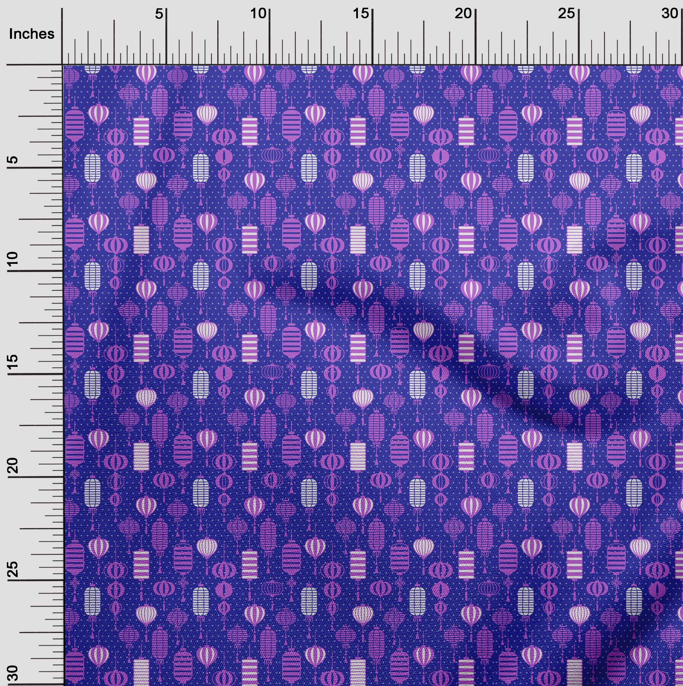 oneOone Rayon Blue Fabric - 56 Inch Wide Printed Fabric for Asian Chinese Lamps, DIY Craft Projects & Home Decor | Perfect for Curtains, Table Runners, and Wall Hangings