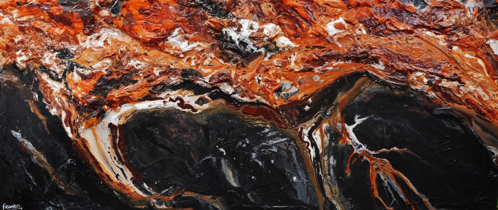240cm x 100cm Black Brown Textured Abstract Coastal Painting - Modern Wall Art for Living Room, Bedroom & Office Decor