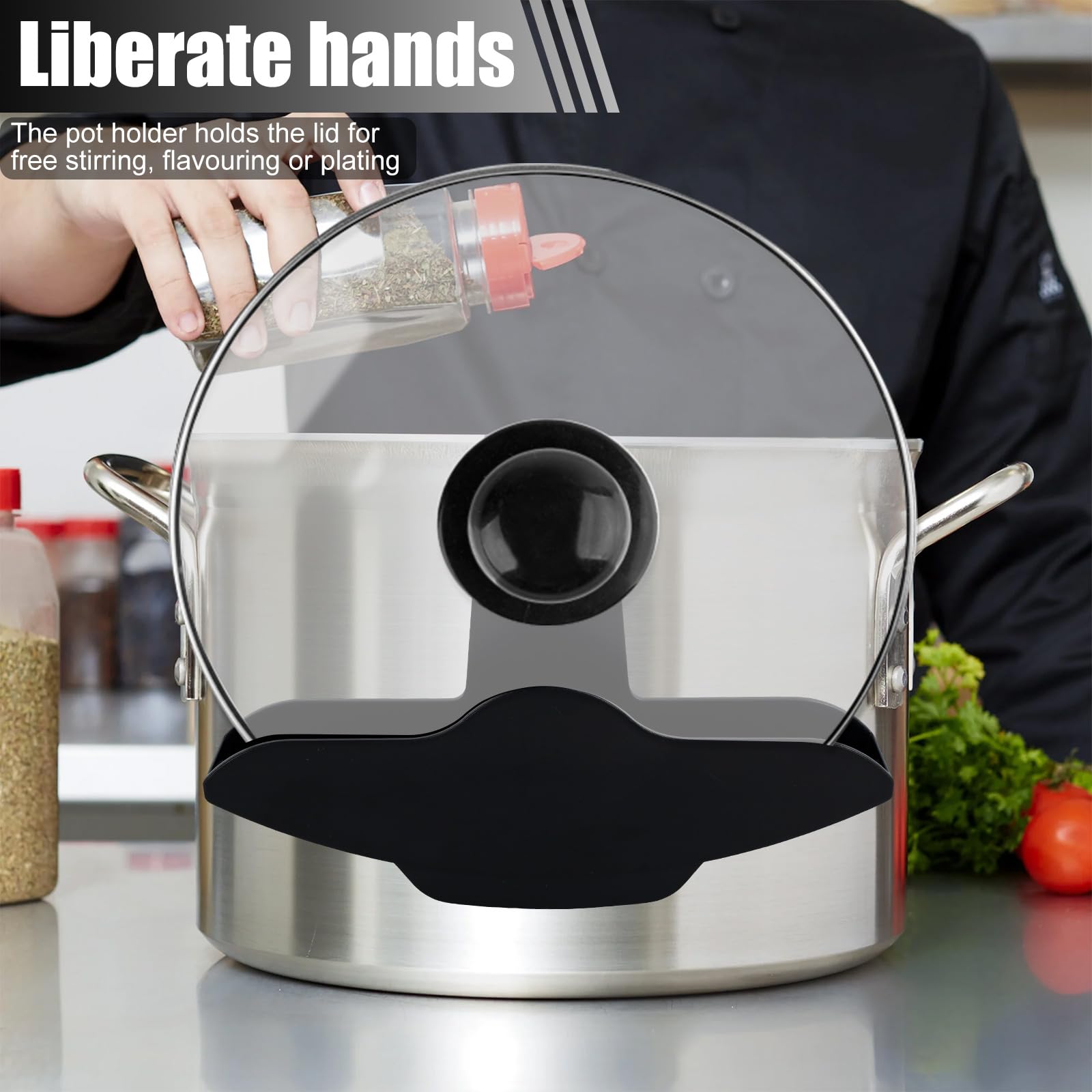2-Pack Hands-Free Slow Cooker Lid Holder - No Mess Pot Lid Attachment for Crock-Pot & Cooking Pots - Perfect for Meal Prep, Soups & Stews (Dishwasher Safe)
