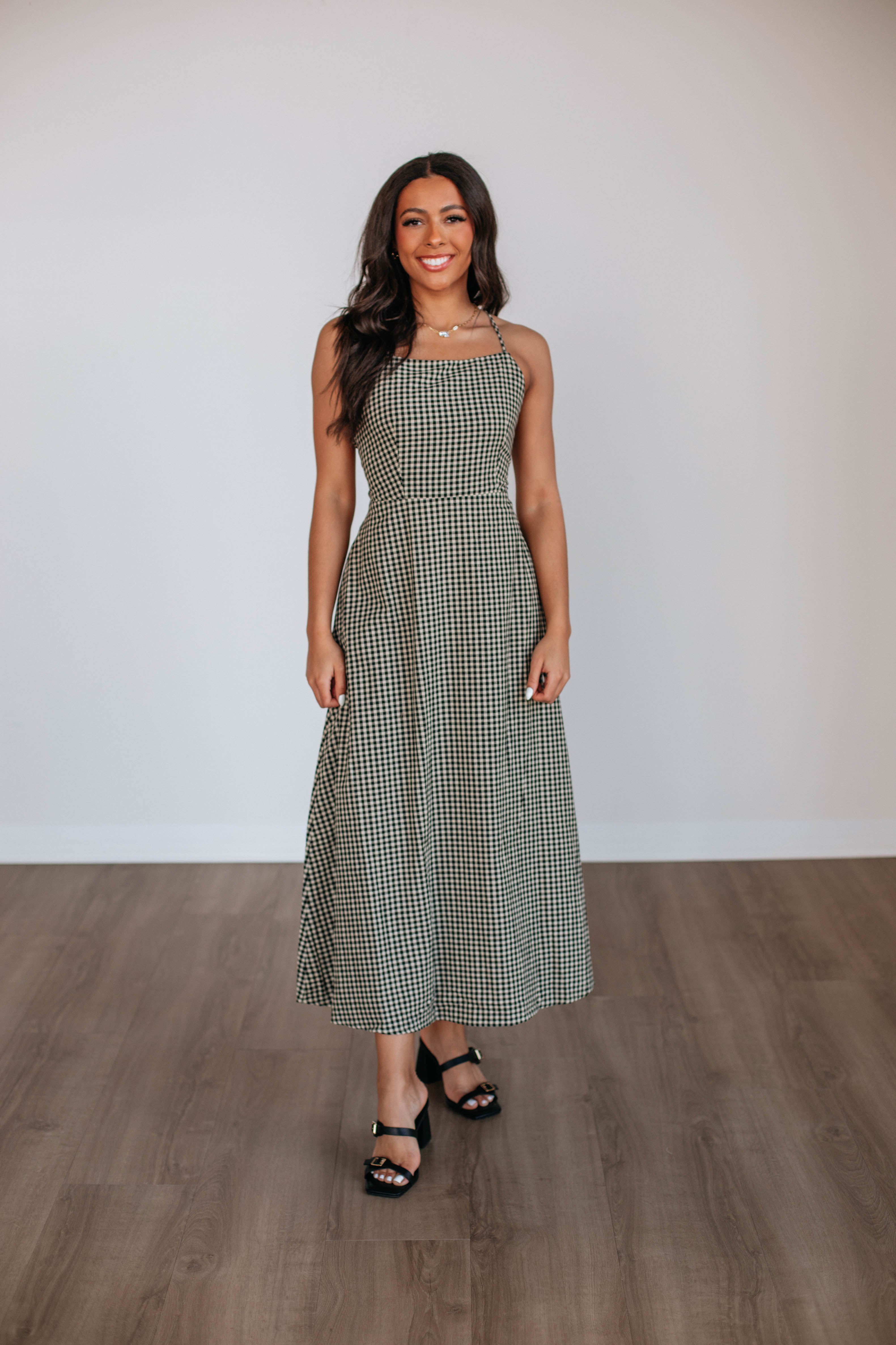 Breigh Gingham Dress for Women - Floral Print Summer Dress with Puff Sleeves - Perfect for Beach Vacation, Garden Party & Casual Outings