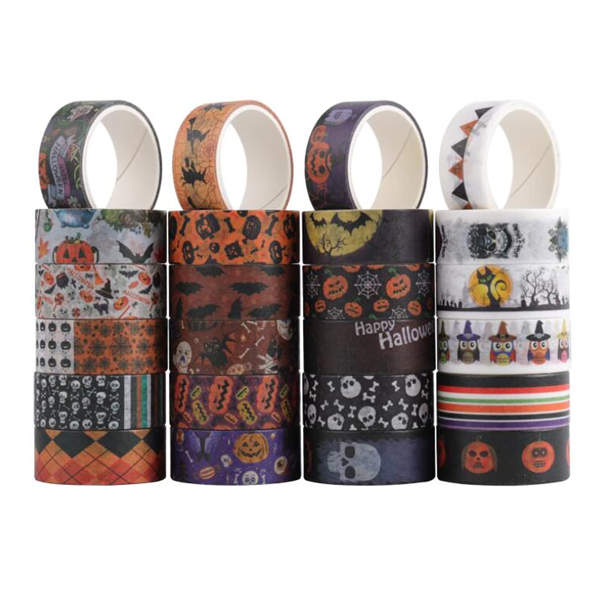 Wepetyo 24 Rolls Washi Tape Set - Decorative Colored Masking Tapes for Bullet Journaling, DIY Crafts, Scrapbooking & Gift Wrapping - Cute Japanese Paper Tapes for Kids & Adults (Mixed Patterns) - Perfect for School Projects, Planner Decor & Home Organization