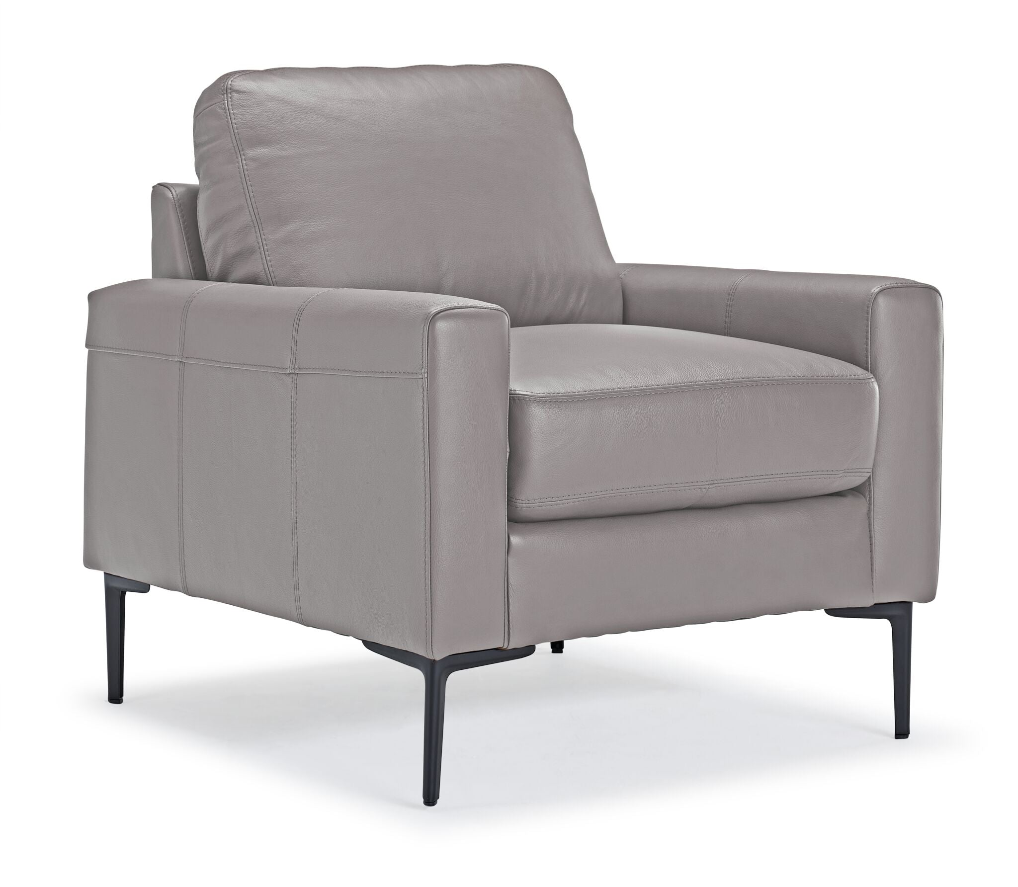 Premium Chito Leather Chair in Cloud Grey - Modern & Comfortable Living Room Seating for Home & Office