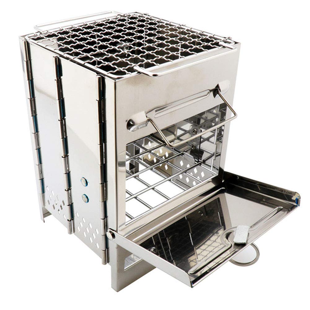 Portable Stainless Steel Charcoal BBQ Grill - Foldable Camping Smoker for Outdoor Cooking, Backpacking, Picnics & Tailgating | Compact & Durable Design for Easy Transport & Storage