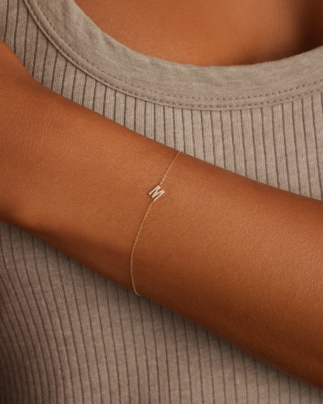 Diamond Pavé Alphabet Bracelet - Personalized Initial Letter Bracelet for Women, Sterling Silver or Gold Plated, Elegant Gift for Birthday, Anniversary, Valentine's Day | Perfect for Everyday Wear & Special Occasions