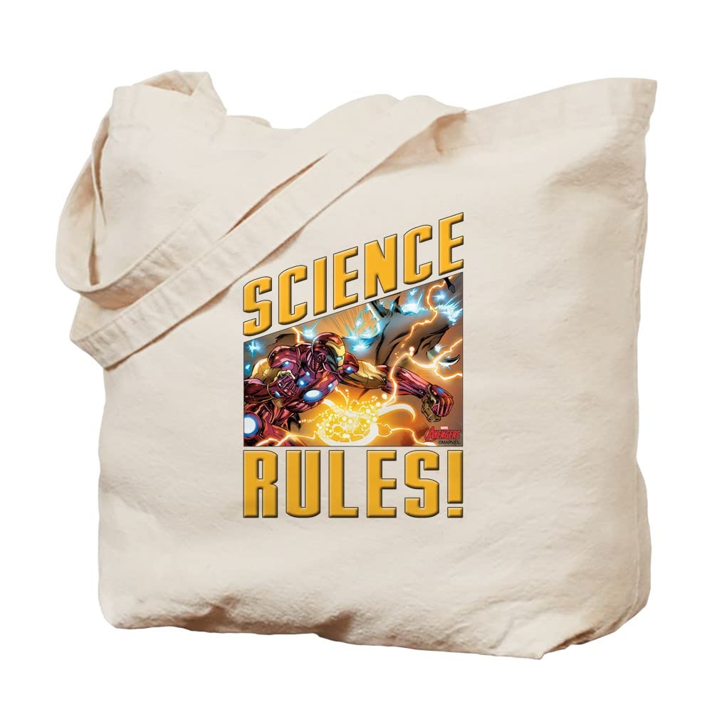 Iron Man Science Rules Tote Bag - Natural Canvas Reusable Shopping Bag for Groceries, Books & Comic Conventions