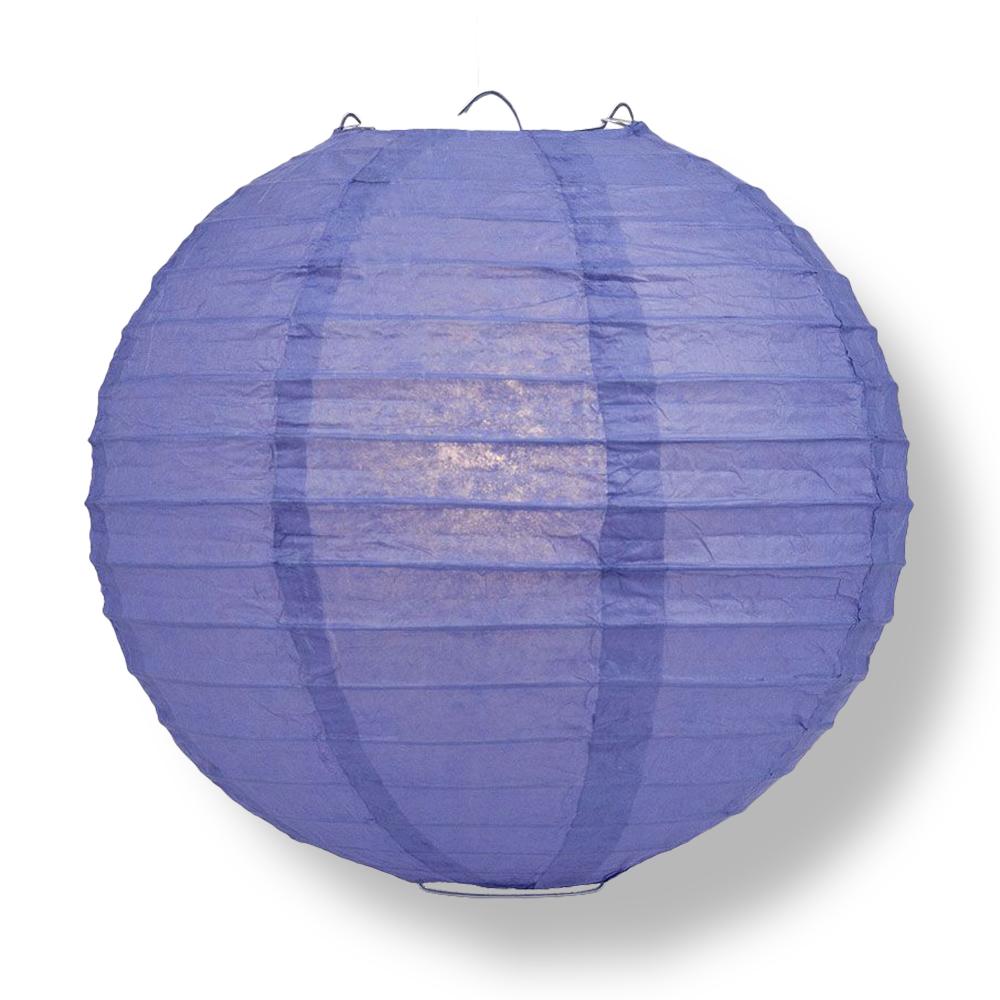30 Large Periwinkle & Astra Blue Round Paper Lanterns with Evening Ribbing - Bulk Pack for Wedding Decor, Party Lighting & Home Decoration