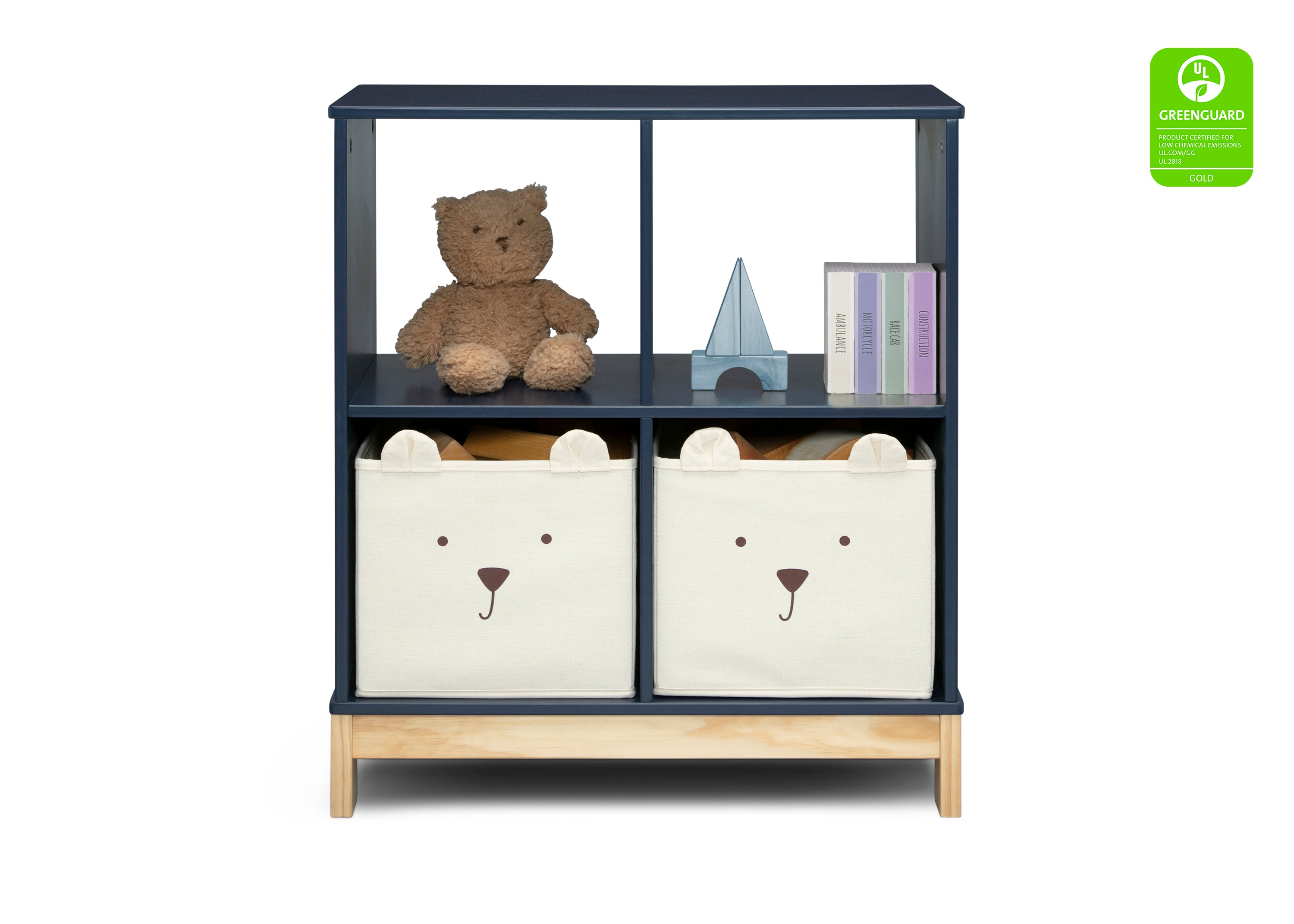 Brannan Bear Bookcase with Storage Bins - Kids Room Organizer for Books, Toys & Decor - Perfect for Nursery, Playroom & Bedroom Storage