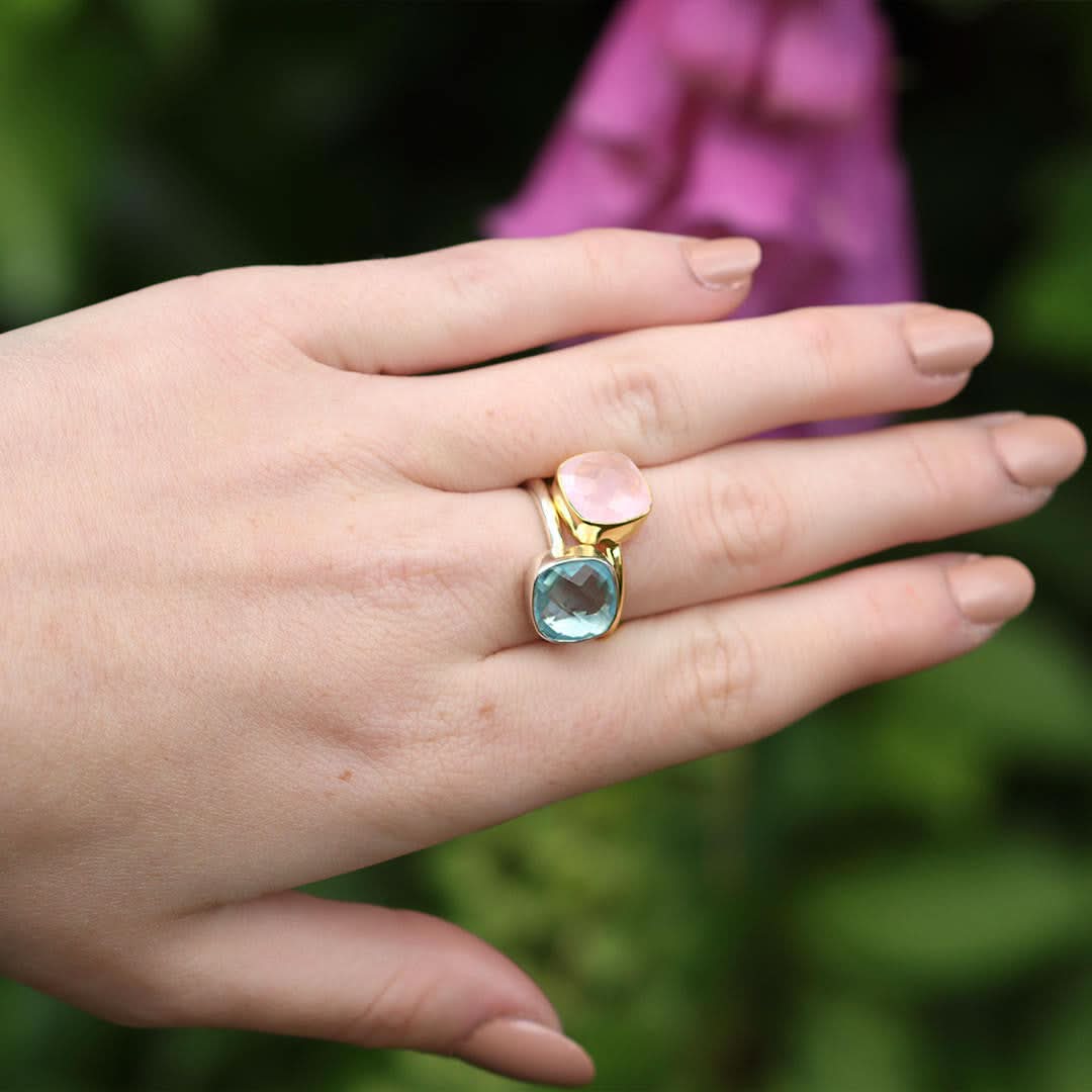 Blue Topaz Cocktail Ring in Sterling Silver - Elegant Jewelry for Parties, Weddings & Special Occasions