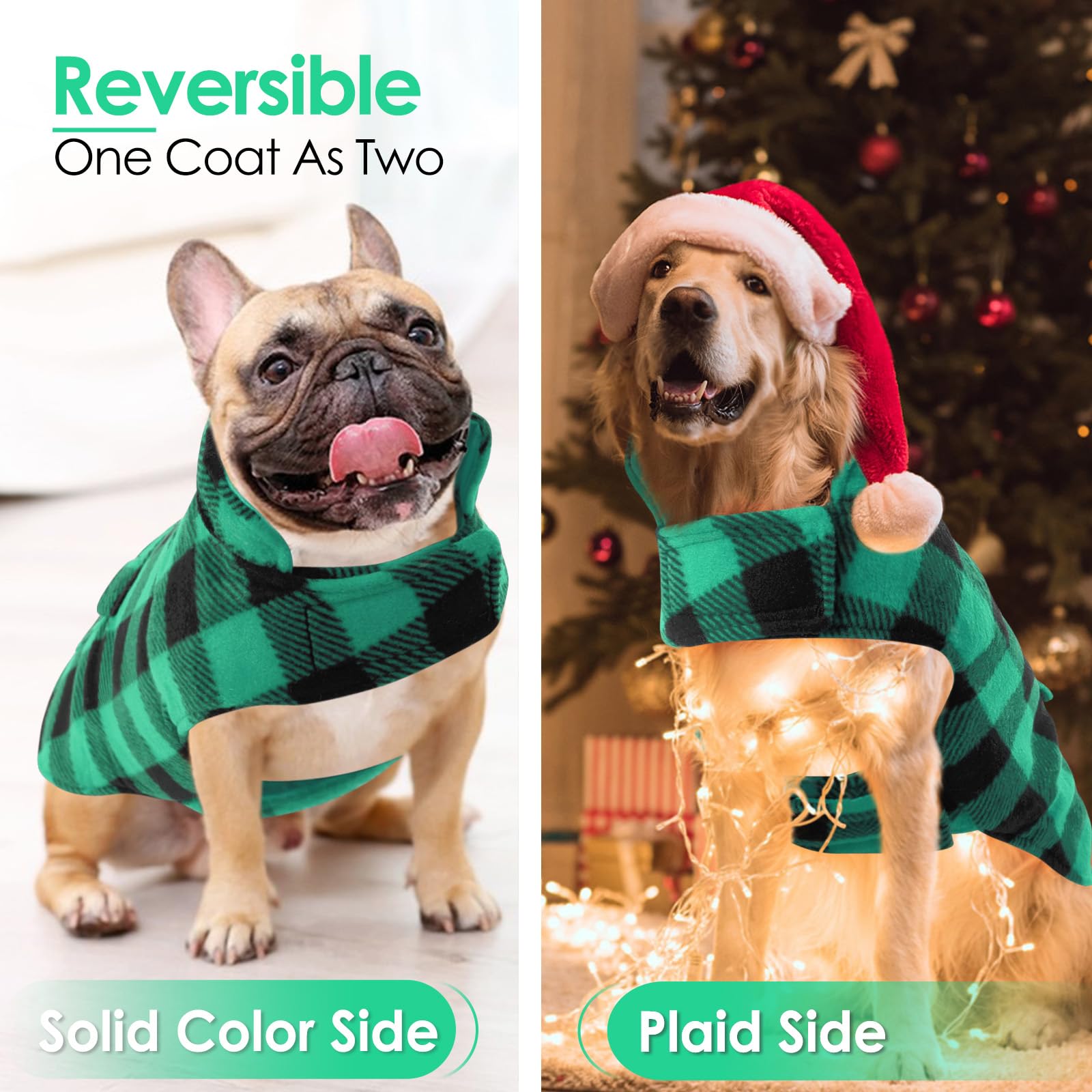 AOFITEE Plaid Dog Winter Coat - Warm Reversible Puffer Jacket for Small, Medium & Large Dogs | Waterproof Cold Weather Dog Sweater | Perfect for Outdoor Walks, Winter Adventures & Daily Wear