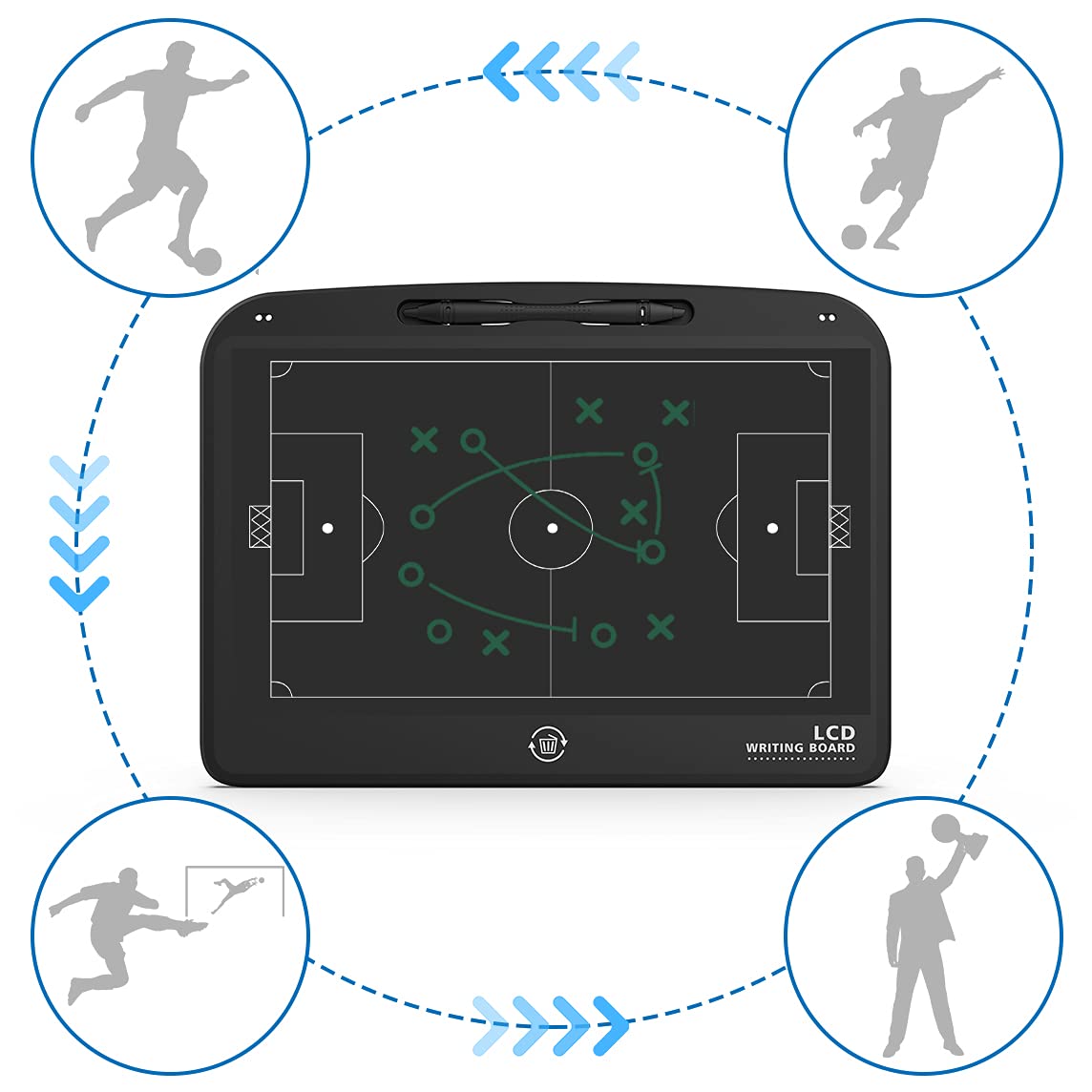 VNVDFLM Electronic LCD Basketball & Soccer Coaching Board - Digital Tactical Training Board for Coaches - Perfect Basketball & Football Coaching Equipment & Gift for Coaches - Ideal for Team Strategy Sessions, Game Planning & Player Development