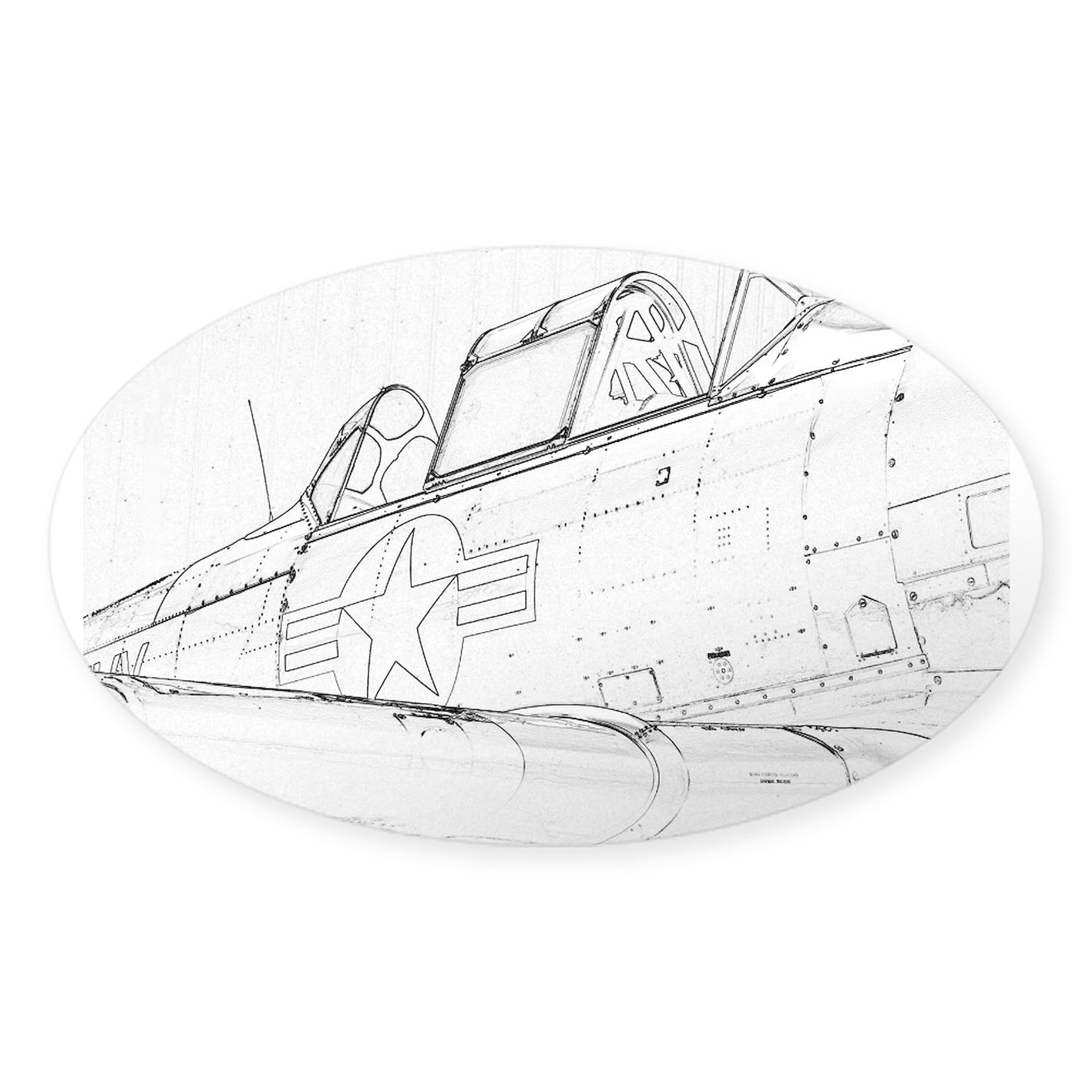 Aviation Sketch Oval Car Bumper Sticker - Unique Car Decoration