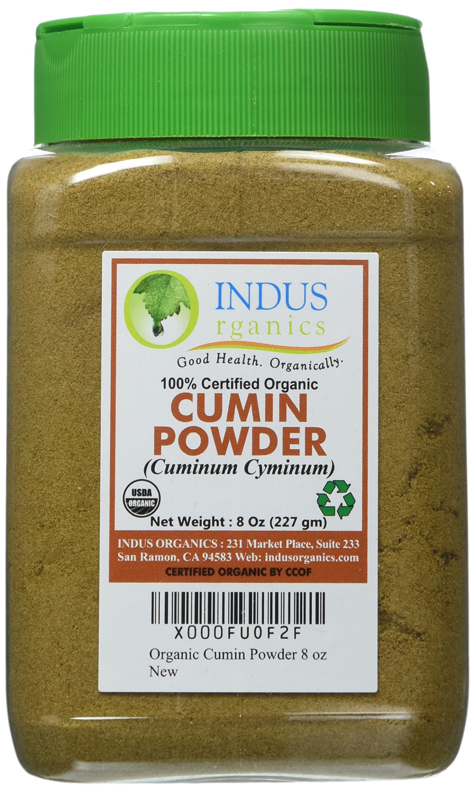 Indus Organics Premium Cumin Powder - 8 Oz Glass Jar | High Purity, Freshly Packed Ground Cumin Seeds | Perfect for Indian Cooking, Spice Blends & Healthy Recipes