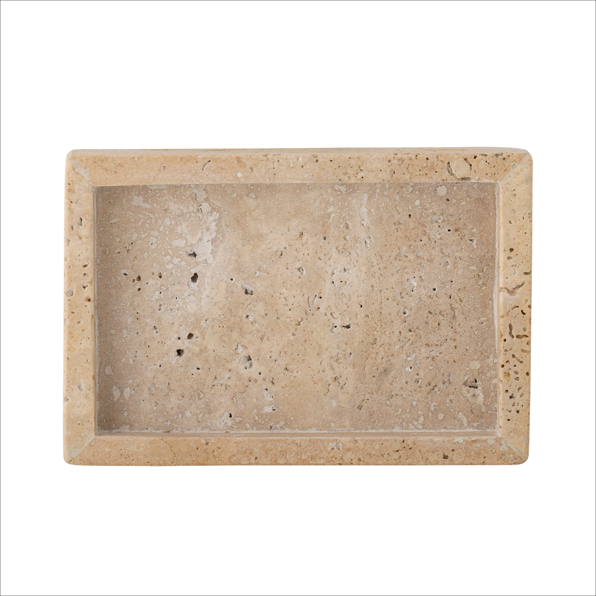 Bloomingville Majsa Travertine Tray - 15x10cm Natural Stone Serving Tray for Home Decor, Bathroom Organizer, Jewelry Display & Coffee Table Centerpiece