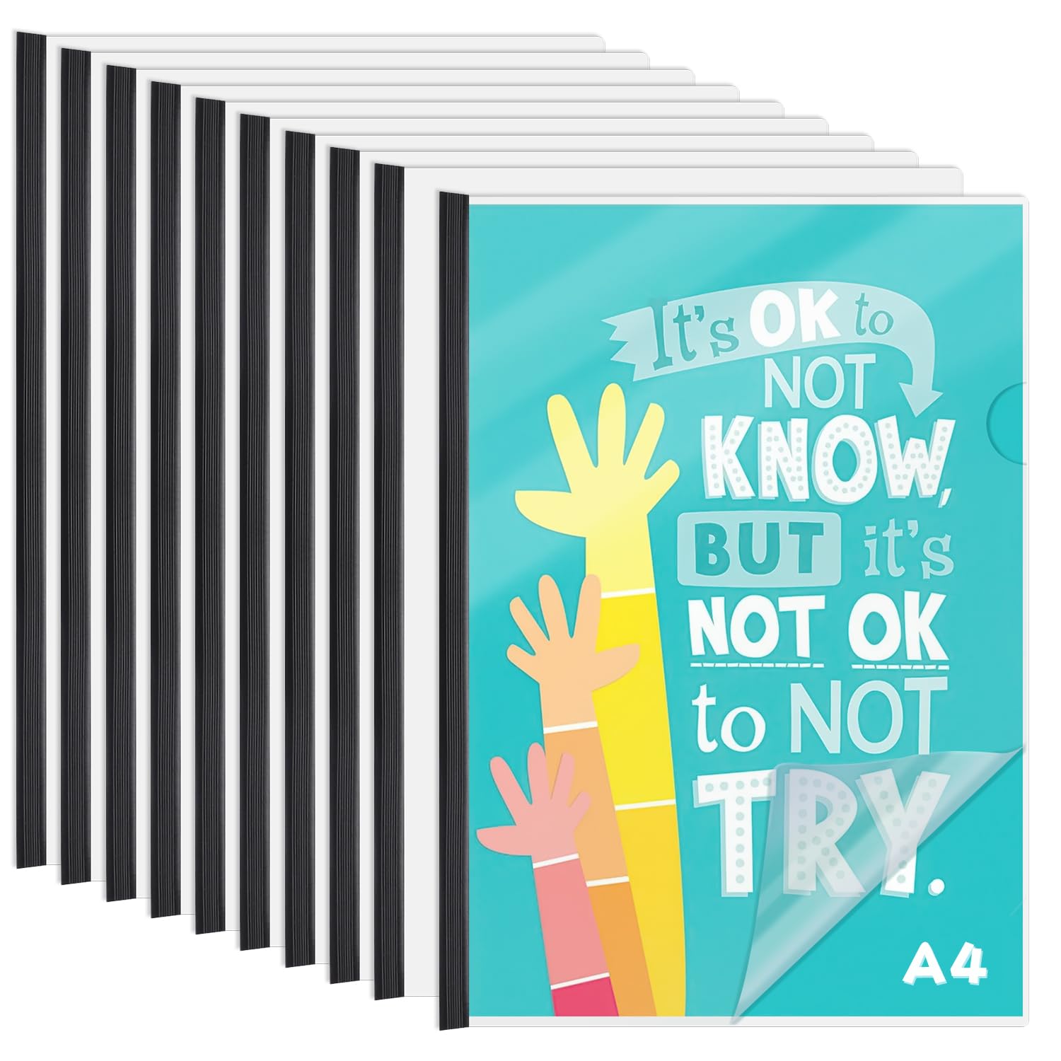 10 Pack Clear Report Covers with Sliding Bars - 60 Sheet Capacity Presentation Folders for Resume, Thesis & Documents - A4/Letter Size File Binder Covers (Black) - Perfect for Office, School & Professional Presentations
