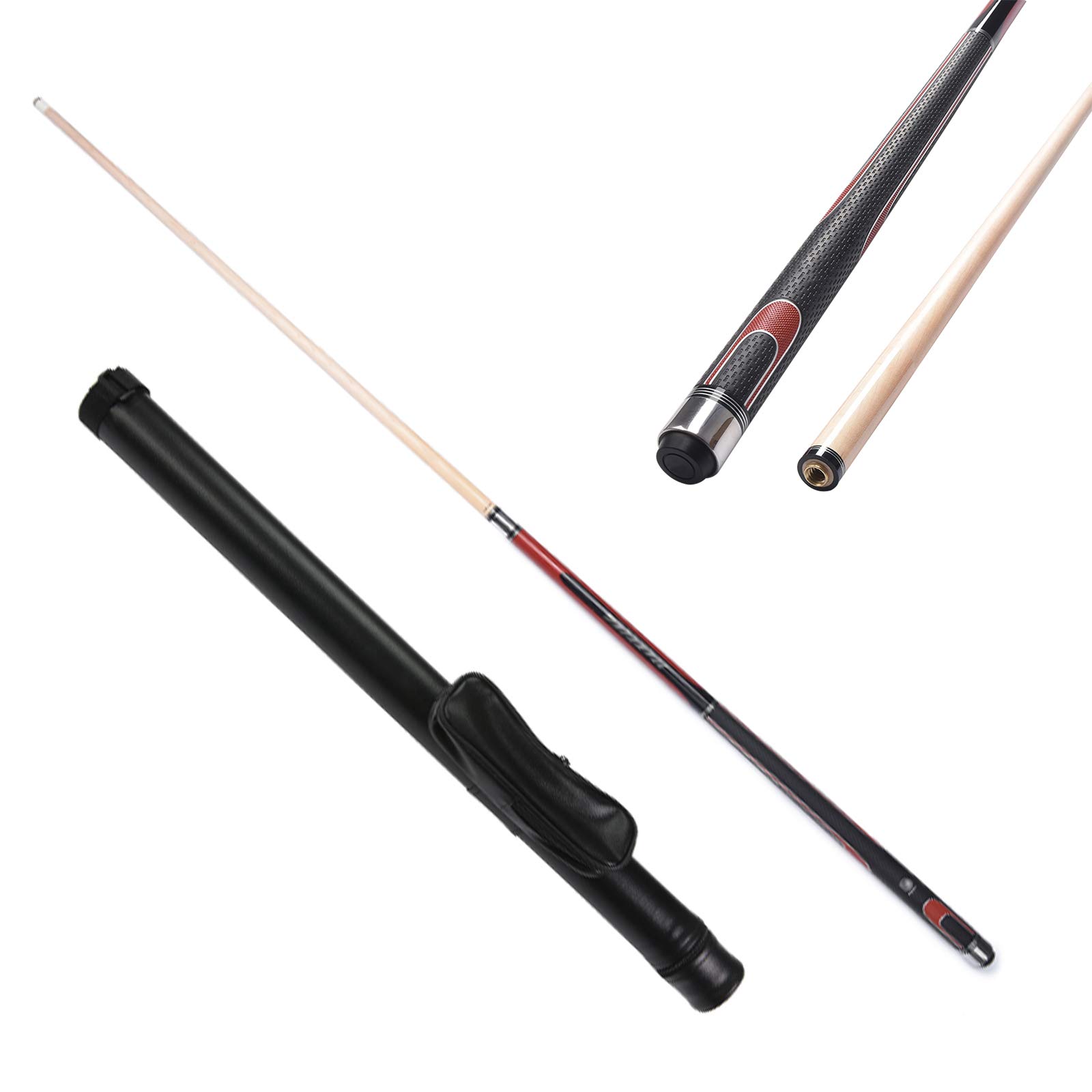 XYNH 1/2 Jointed Snooker Billiard Cue 58 Inch/147cm - Professional Pool Cue Stick with Non-Slip Grip, Perfect Balance & Weight (19oz) - Includes Accessories for Billiards, Snooker & Pool Games - Ideal for Home Game Rooms, Bars & Professional Tournaments