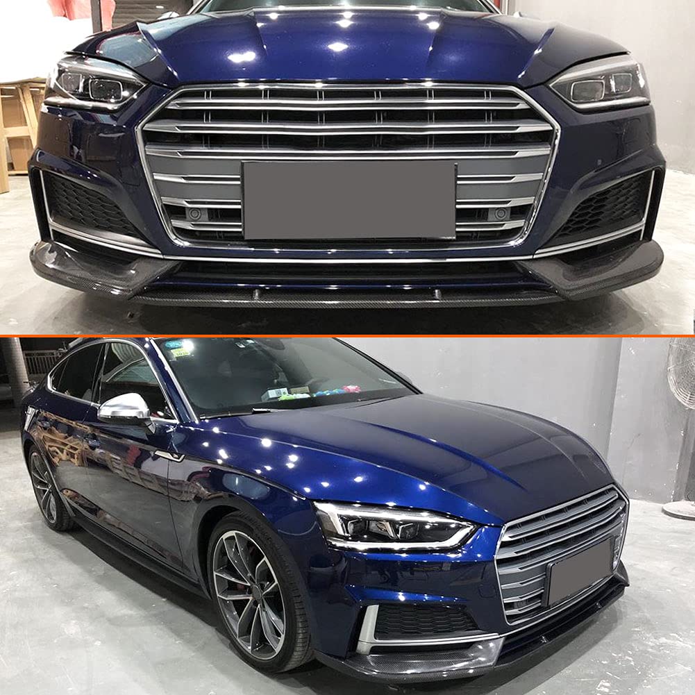 Carbon Fiber Front Bumper Lip Spoiler for Audi A5 S5 2017-2019 | Gloss Black Splitter | S-Line & Sportback Compatible | Enhances Aerodynamics & Style for Street Racing & Car Shows