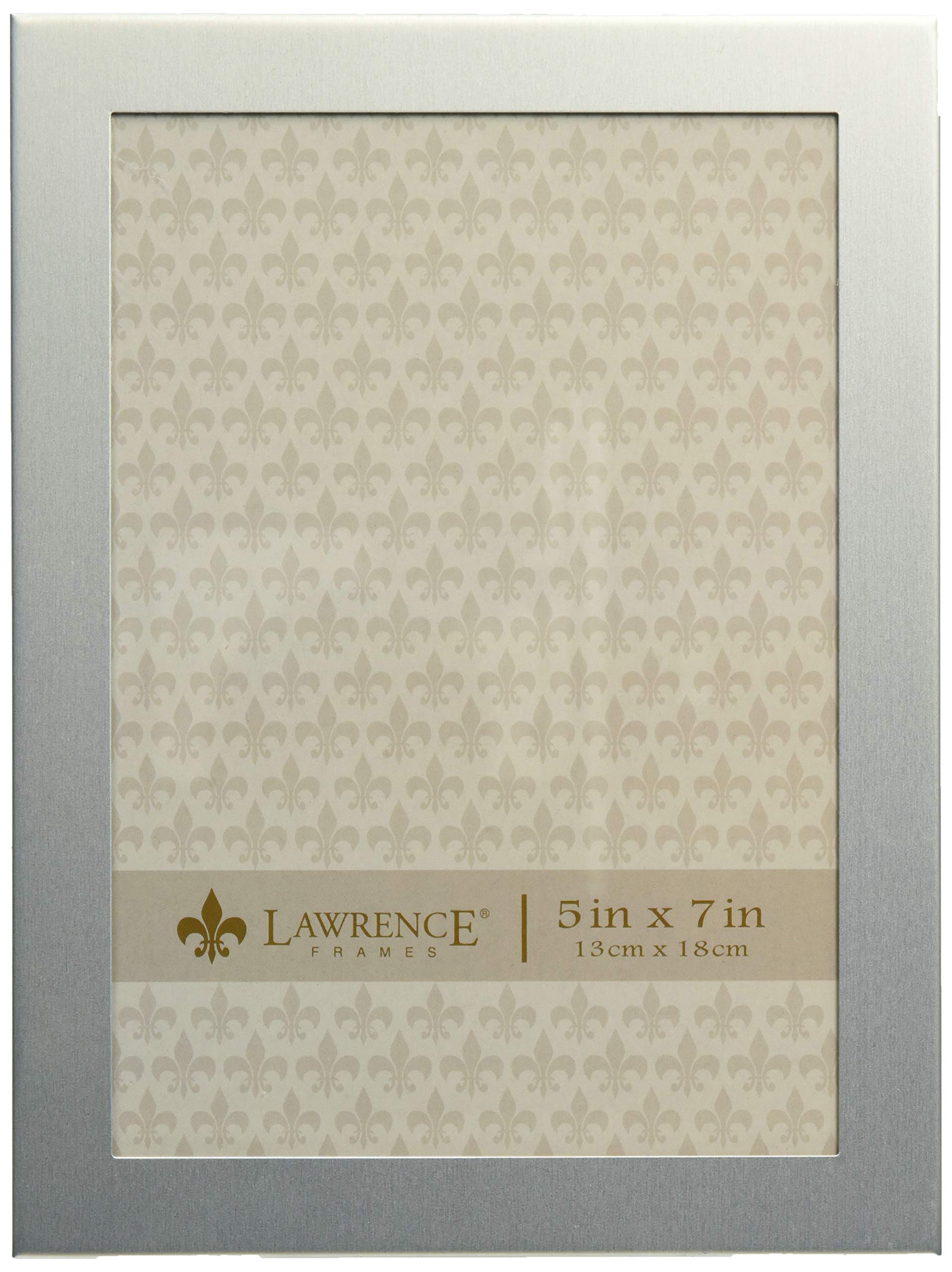Lawrence Frames Brushed Silver 5x7 Metal Picture Frame - Elegant Wall & Tabletop Display for Photos, Artwork, and Home Decor