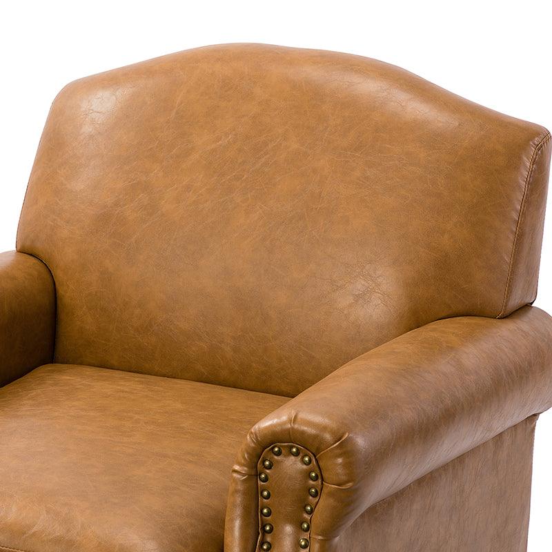 Gianfranco Vegan Leather Armchair with Sturdy Wooden Legs - Modern Vegan Leather Lounge Chair for Living Room, Office & Reading Nook - Eco-Friendly Faux Leather Accent Chair