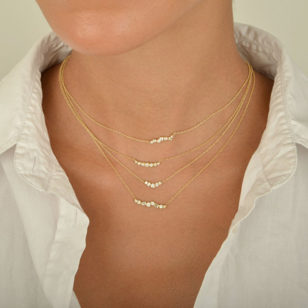 Exquisite Diamond Arc Necklace - 14K Gold Pendant for Women | Elegant Jewelry Gift for Anniversary, Valentine's Day & Special Occasions | Perfect for Date Nights, Weddings & Formal Events