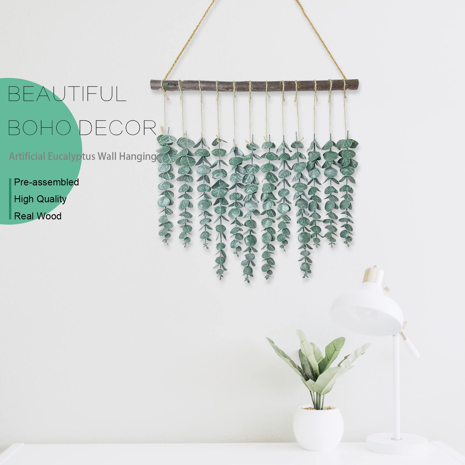 Artificial Eucalyptus Wall Hanging - Boho Home Decor for Bathroom & Living Room