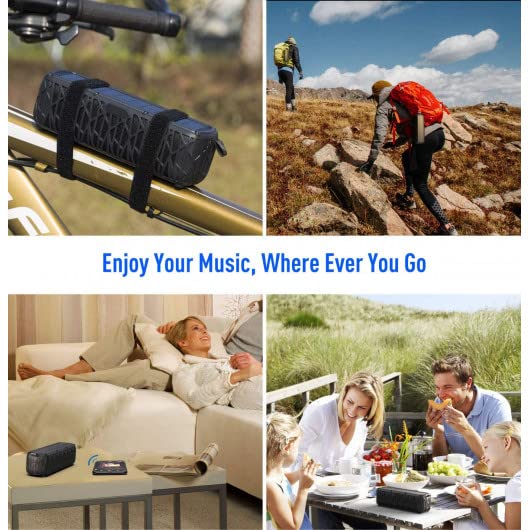 ABFOCE Solar Bluetooth Speaker - IPX6 Waterproof, 60H Playtime, 5000mAh Battery, LED Lights - Portable Wireless Outdoor Speaker for Travel, Beach, Pool, Camping & Shower - Perfect for Parties, Hiking & Backyard BBQs