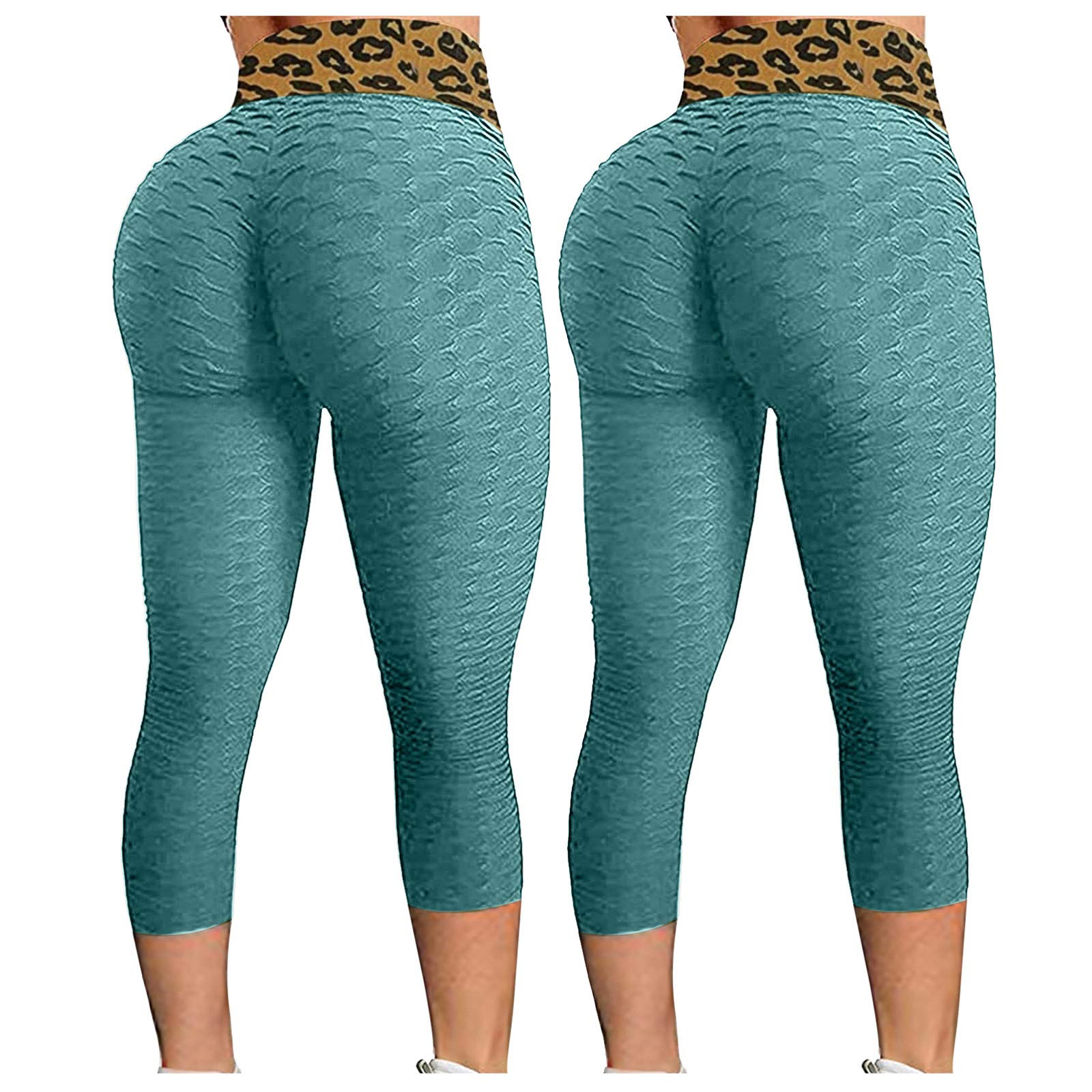 GN109 Women's High Waisted Gym Stockings - Summer & Fall Workout Leggings, Plus Size High Leg Sports Tights with Leopard Print - Perfect for Yoga, Running, Fitness and Casual Wear