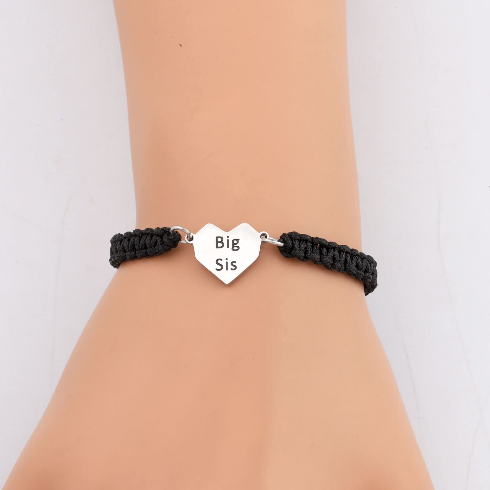 Sister Gift Bracelet Set - Heart Pendant for Big, Middle & Little Sis | Best Friend Present for Birthdays & Anniversaries