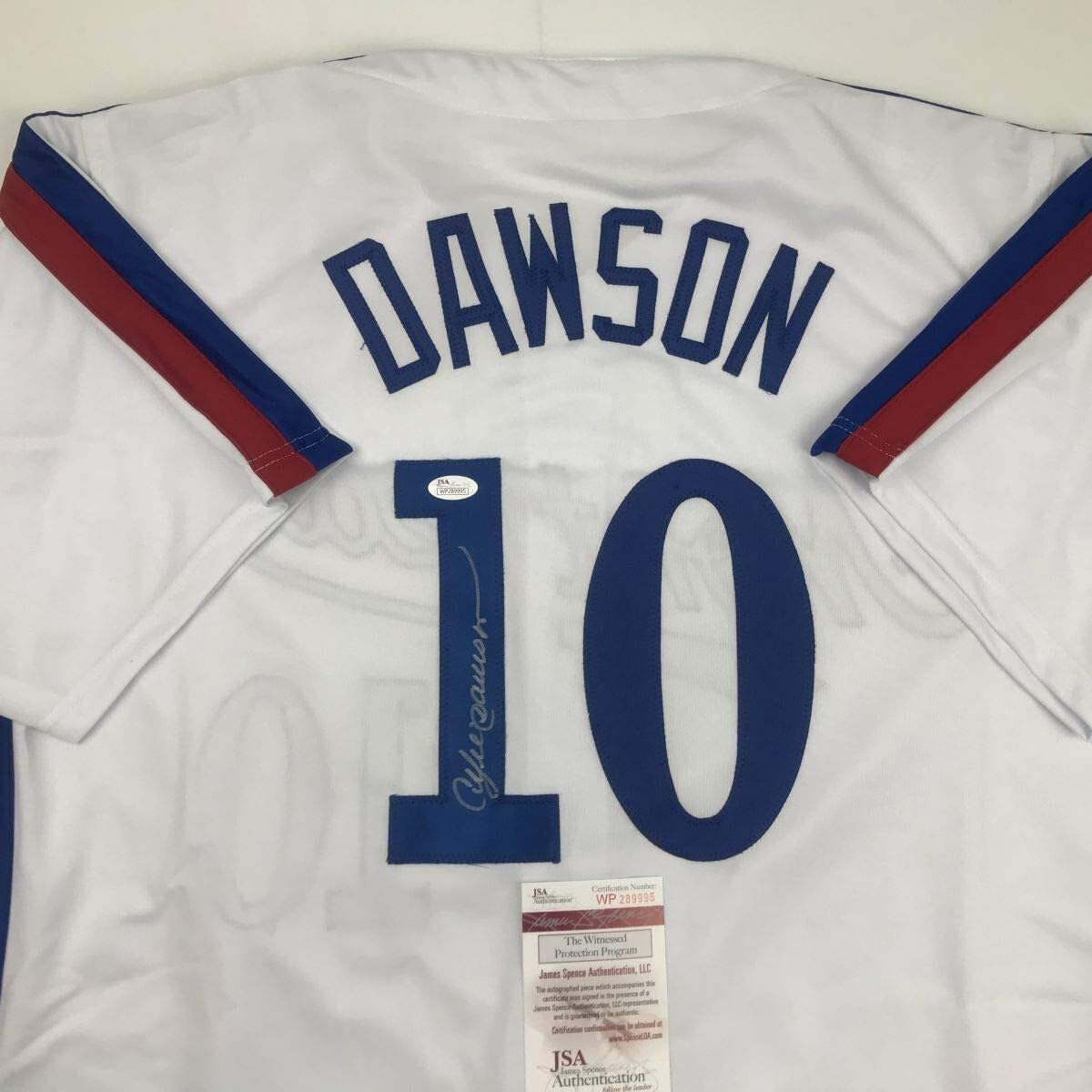 Authentic Autographed Andre Dawson Montreal Expos White Baseball Jersey with JSA COA - Perfect for Collectors, Fans, and Sports Memorabilia Displays