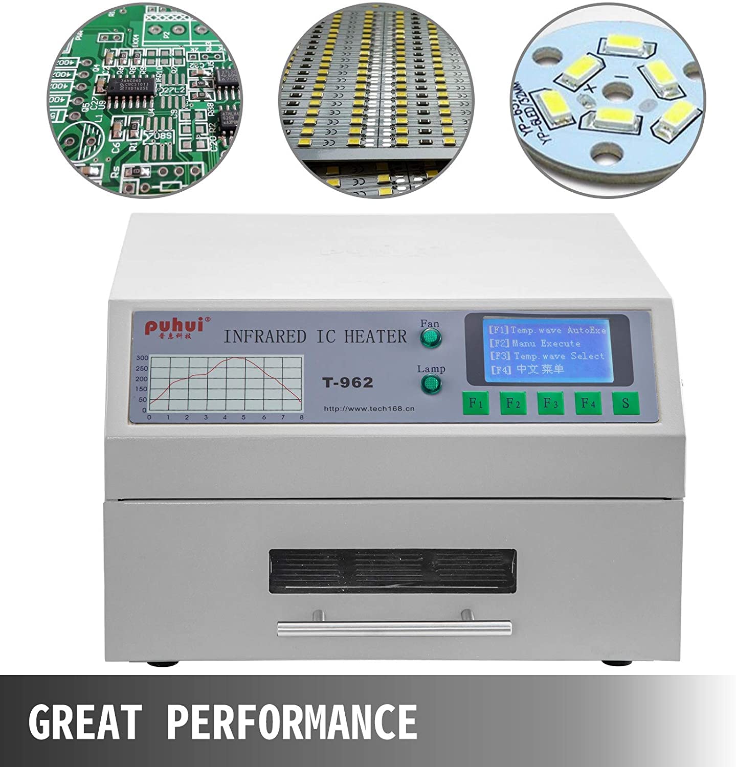 VEVOR T962 110V Reflow Oven - 800W Professional Infrared Soldering Machine with 180x235mm Heating Area | Automatic PCB Reflow for DIY Electronics & SMD Repair | Perfect for Hobbyists and Small Workshops