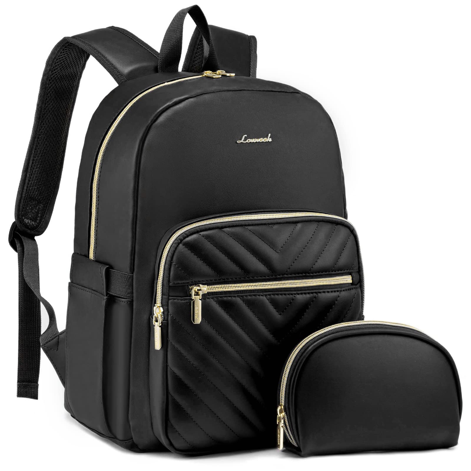 LOVEVOOK Women's Waterproof Mini Backpack Purse - Lightweight Small Backpack Set of 2 (Black) - Perfect for Travel, Work, School & Daily Use